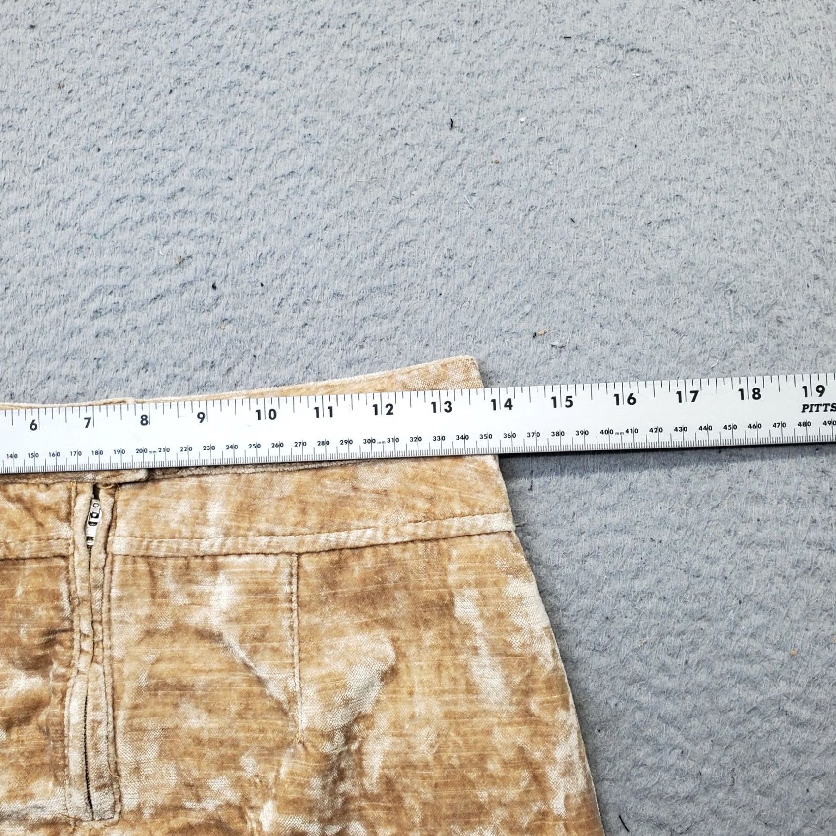 Free People Free People A-Line Mini Skirt Womens 0 Tan Lined Crushed Velvet Zip Pockets Size 25" / US 0 / IT 36 - 4 Thumbnail