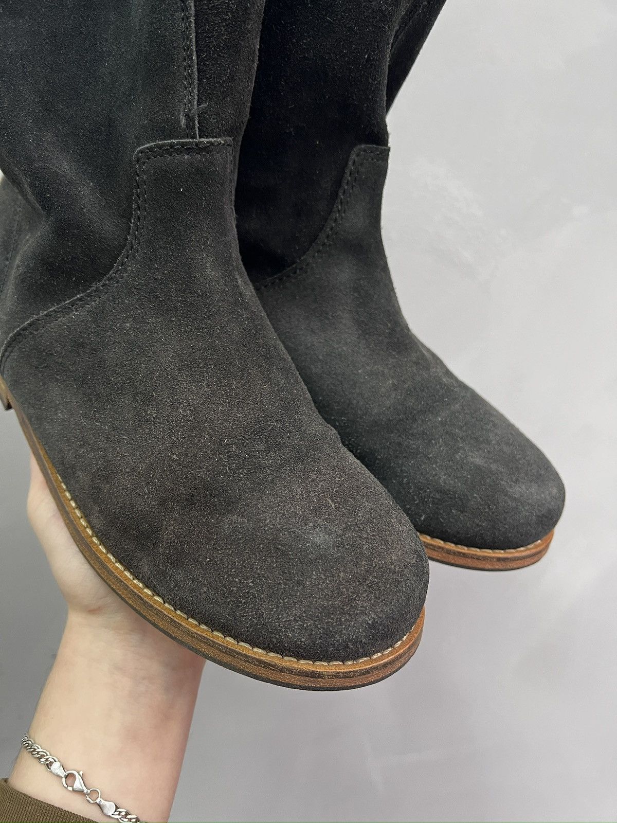A.S.98 Ankle suede leather boots front zip guidi style gudrun Size US 7.5 / EU 40-41 - 4 Thumbnail
