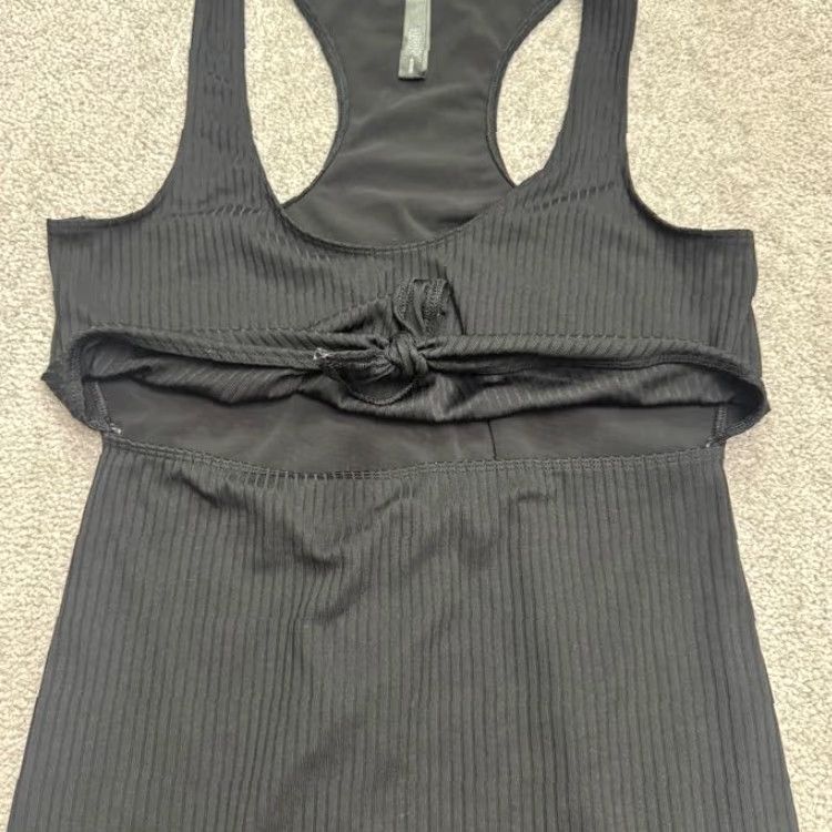 Vintage Victoria Sport Dress Womens Mini Bodycon Tank Dress Black Knit Cutout Size M / US 6-8 / IT 42-44 - 3 Thumbnail