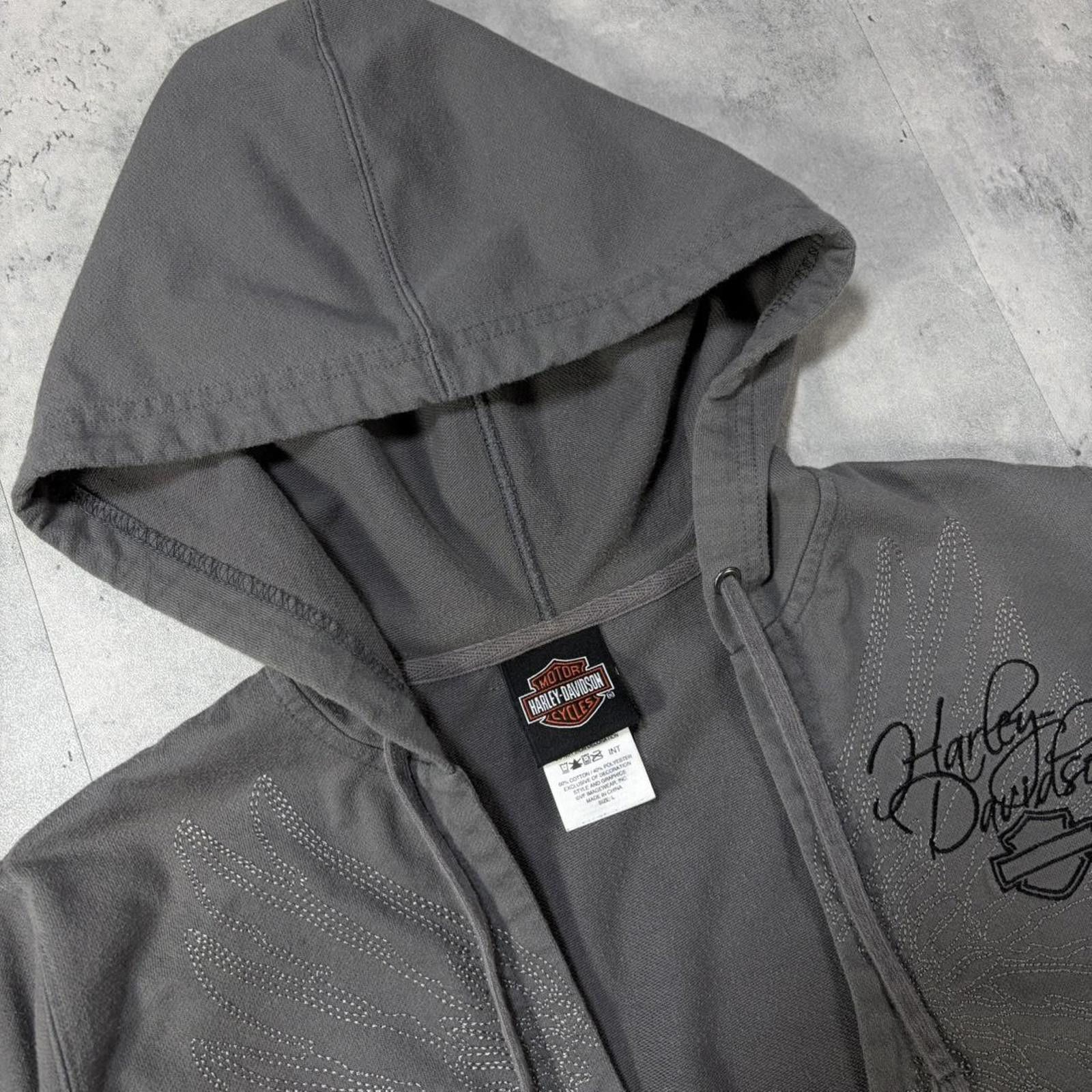 Harley Davidson Y2K Gray Harley Davidson Grunge Biker Hoodie Size L / US 10 / IT 46 - 5 Thumbnail