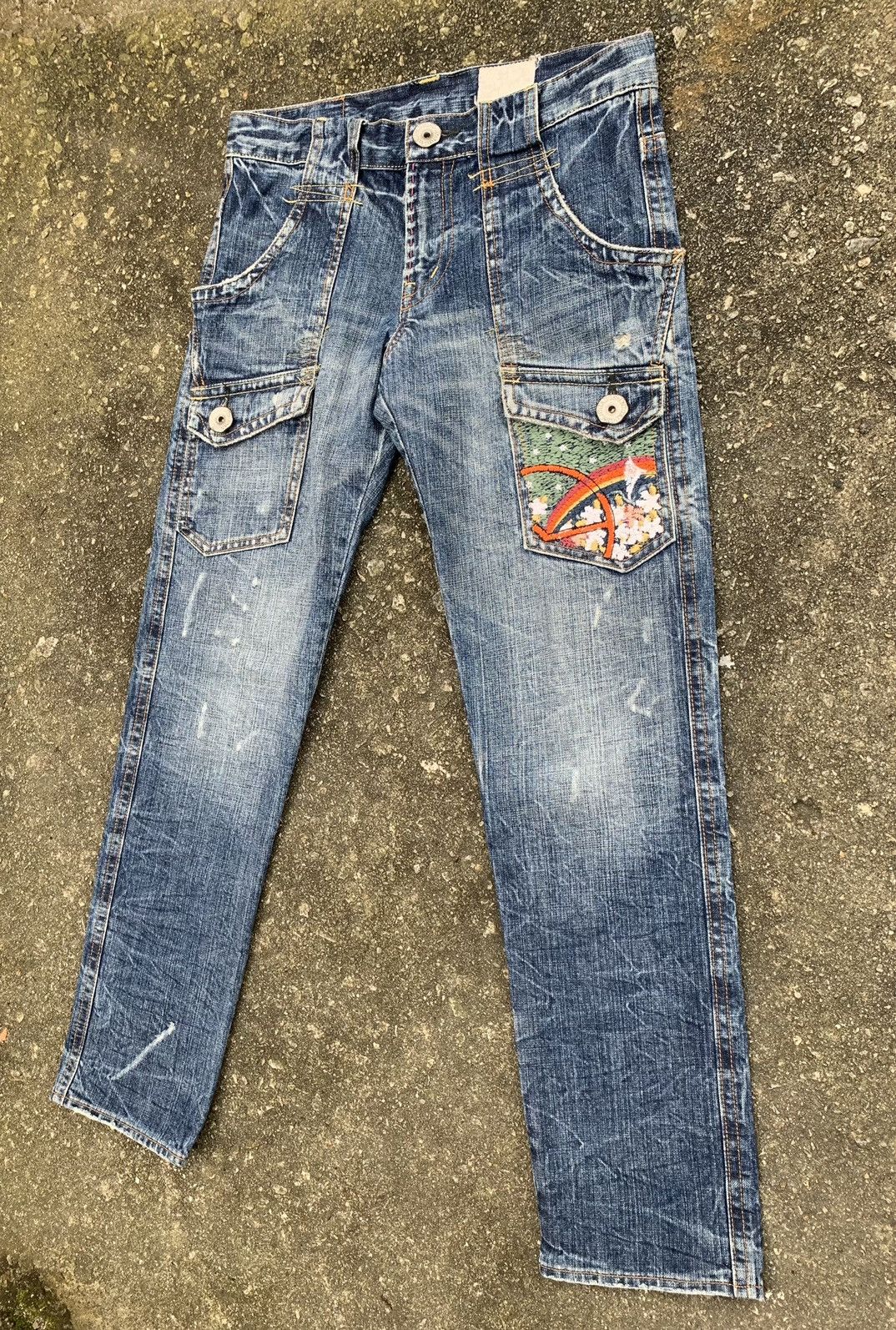 If Six Was Nine × Japanese Brand Distressed Antgauge Platinum Embroidered Pocket Denim Pants Size US 30 / EU 46 - 5 Thumbnail