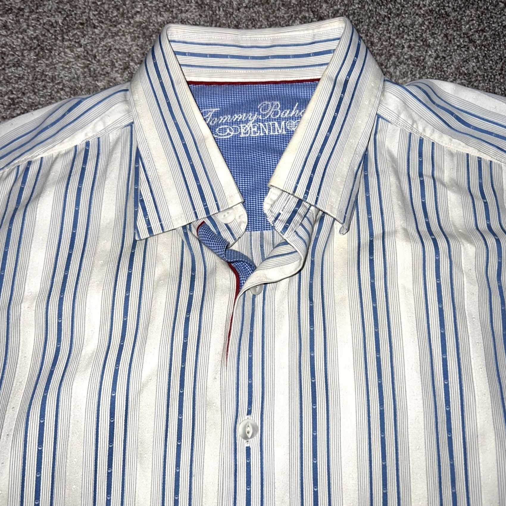 Tommy Bahama Tommy Bahama Denim Beige Striped BUTTON UP Shirt Mens Size L Size US L / EU 52-54 / 3 - 2 Thumbnail
