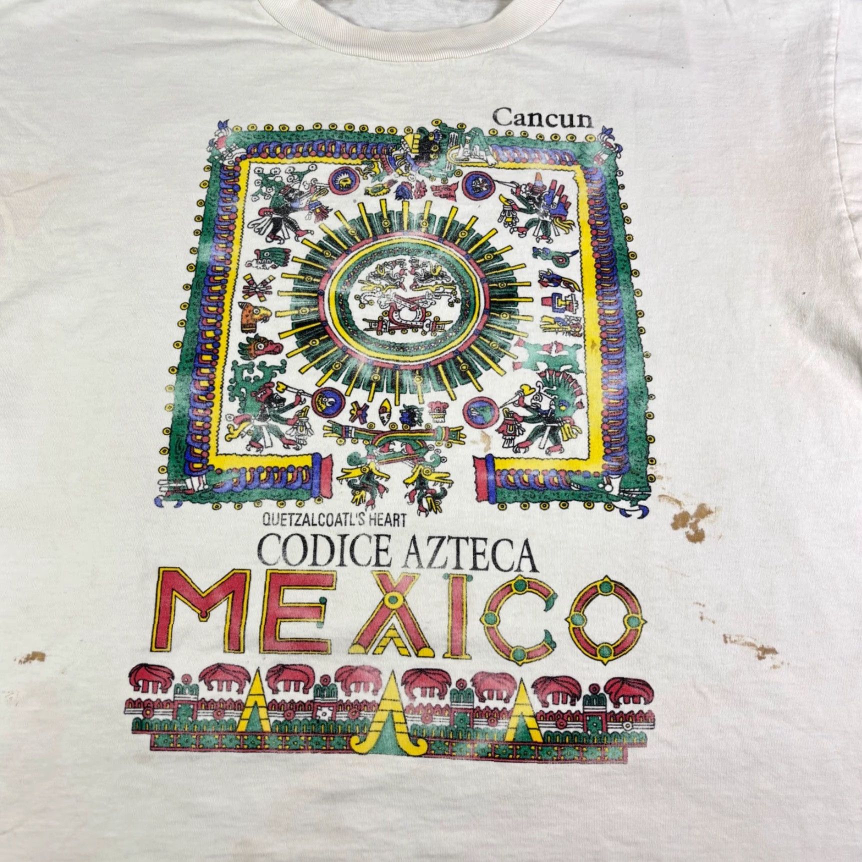 Vintage VINTAGE Cancun Mexico Codice Azteca Quetzalcoatl T-Shirt White Large Souvenir Size US L / EU 52-54 / 3 - 7 Thumbnail