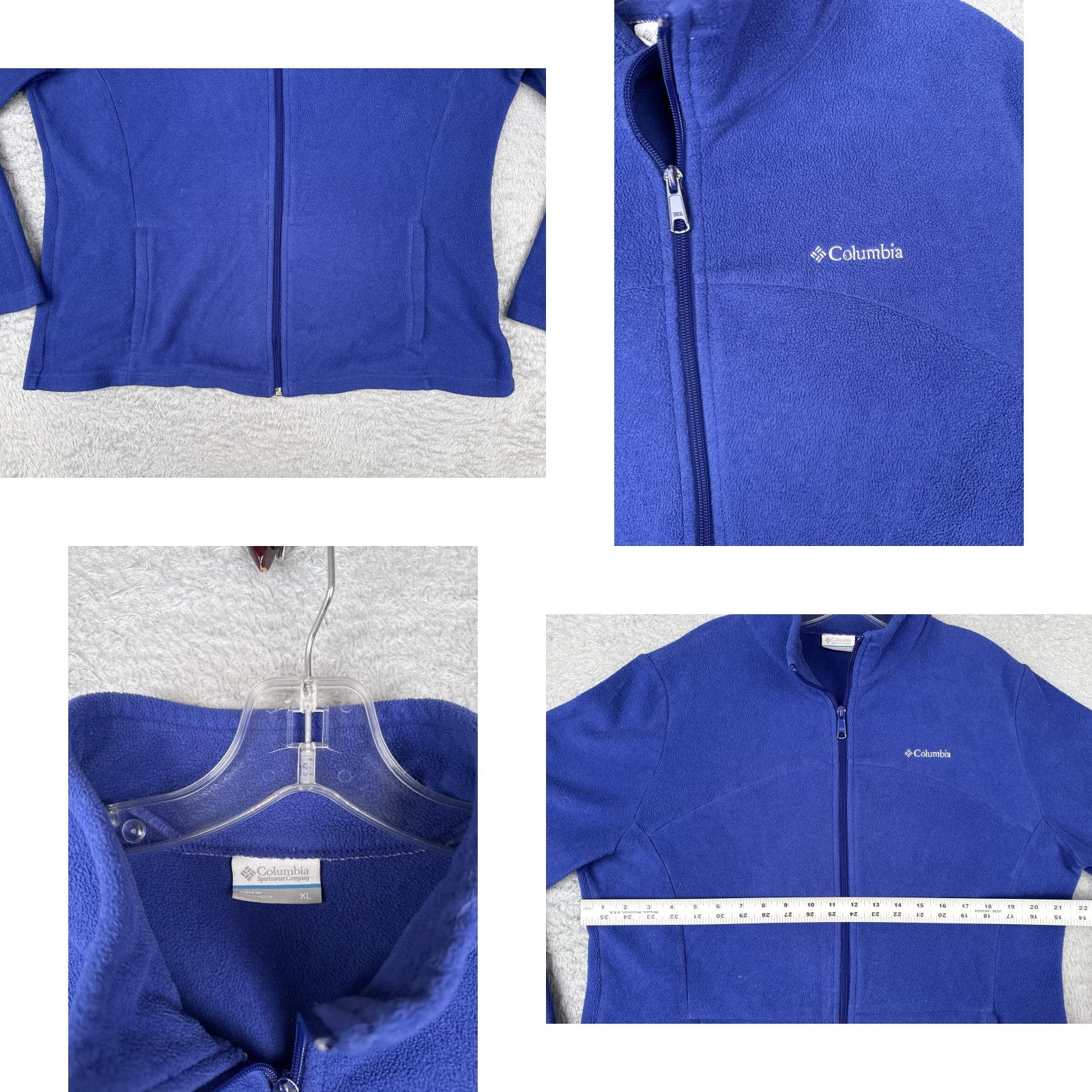 Vintage Columbia Jacket Womens XL Blue Fleece Full Zip Stand Collar Pockets Soft Hiking Size XL / US 12-14 / IT 48-50 - 8 Thumbnail