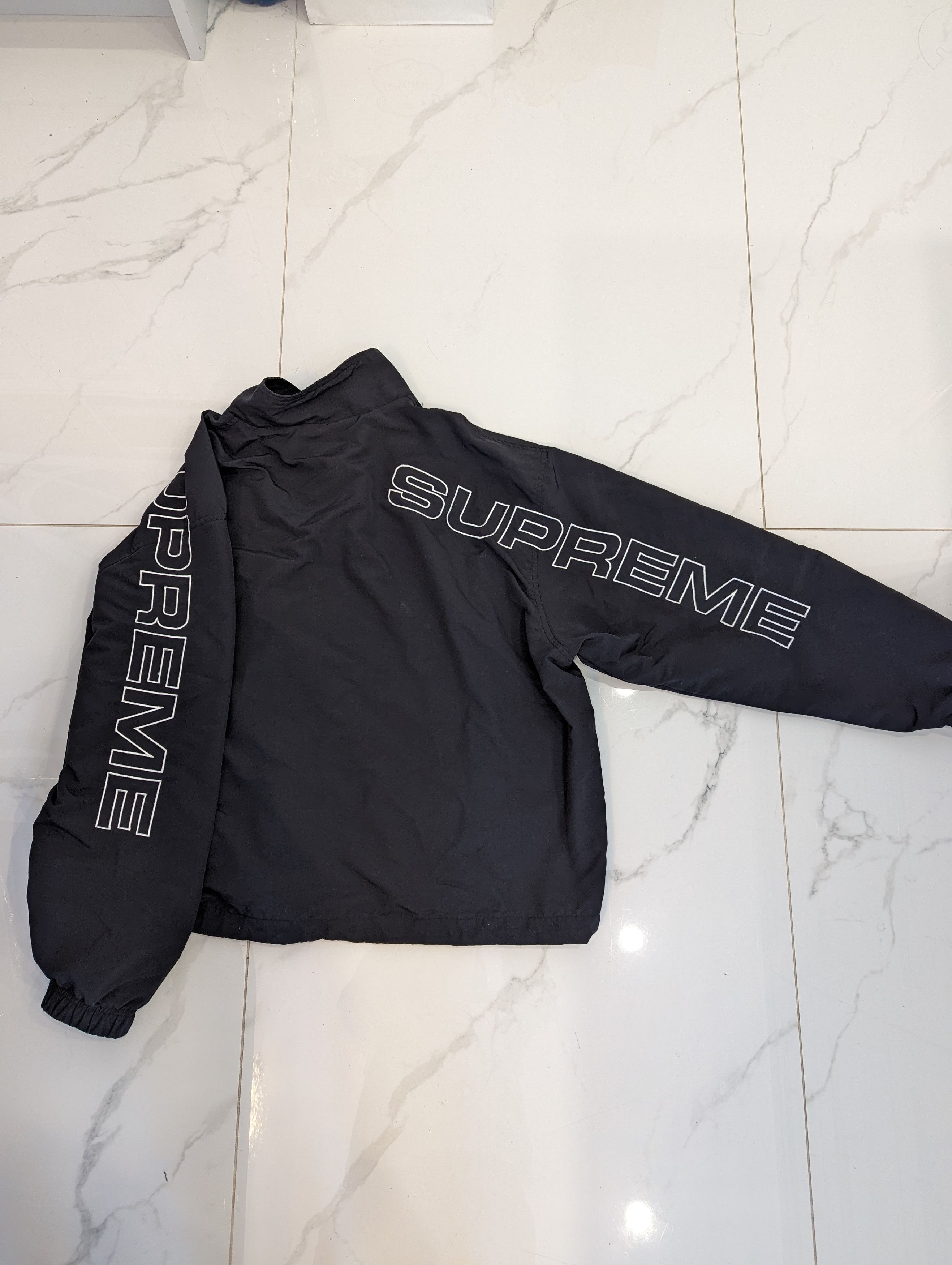 image of Supreme Spellout Embroidered Track Jacket in Black, Men's (Size Medium)