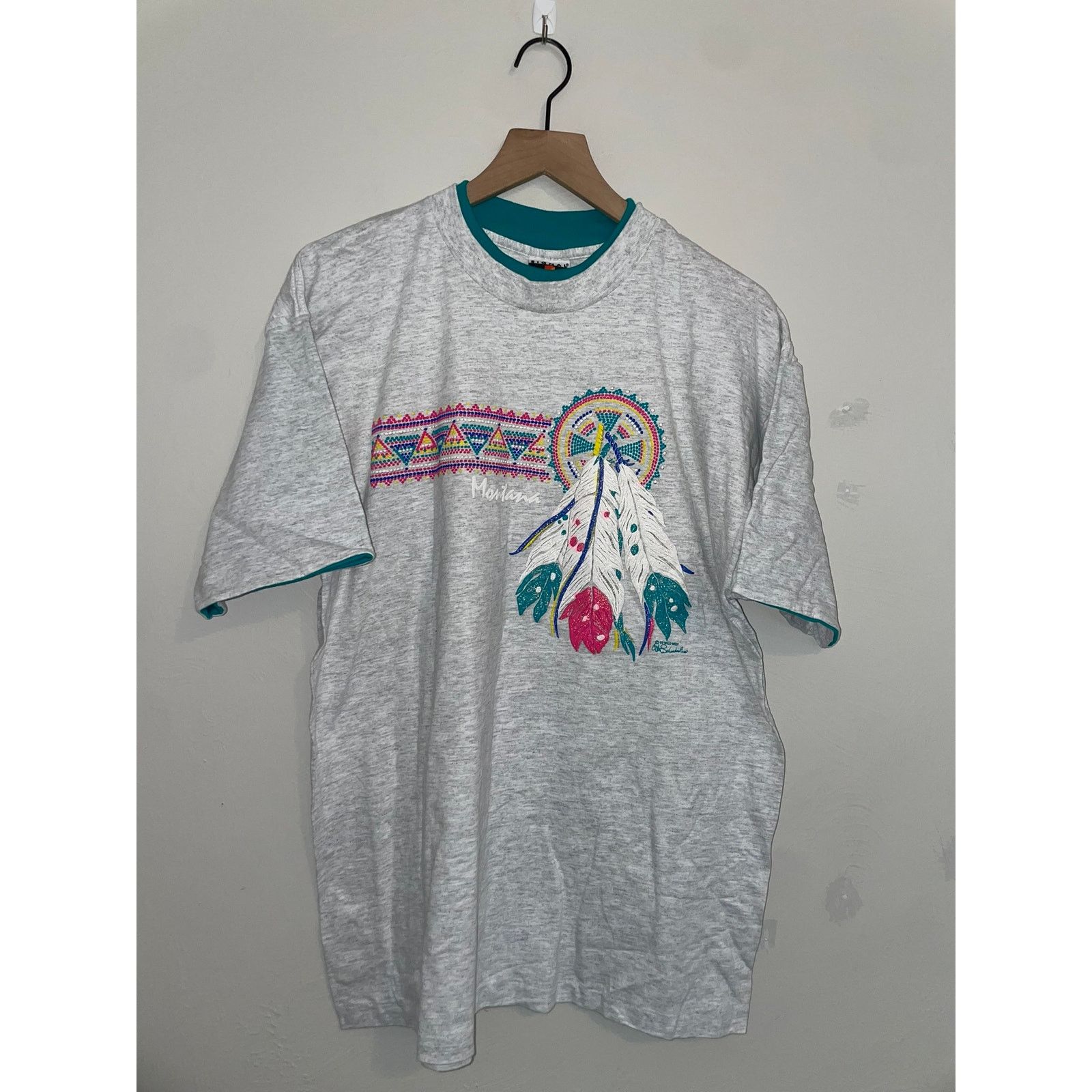 Vintage Vintage Montana Native American Shirt Drums Gray Tee VTG L Size US L / EU 52-54 / 3 - 1 Thumbnail
