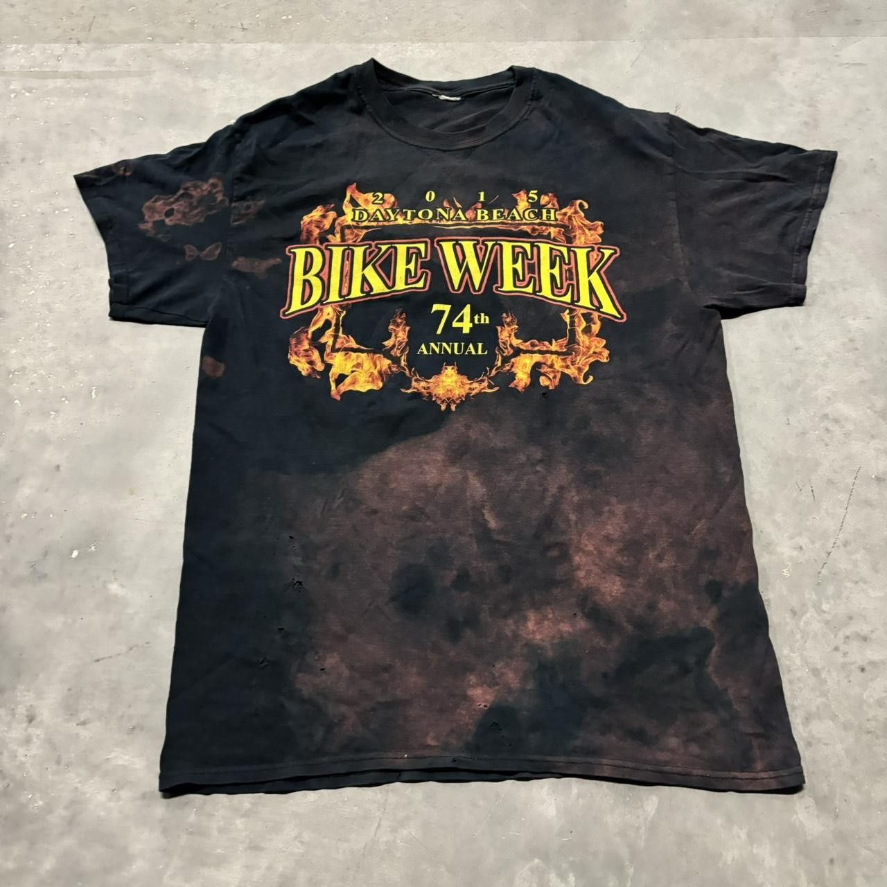 Japanese Brand × Vintage Crazy Vintage Y2K/2000s Black Grunge Bike Week Bleached Graphic Tee! Size US M / EU 48-50 / 2 - 1 Thumbnail