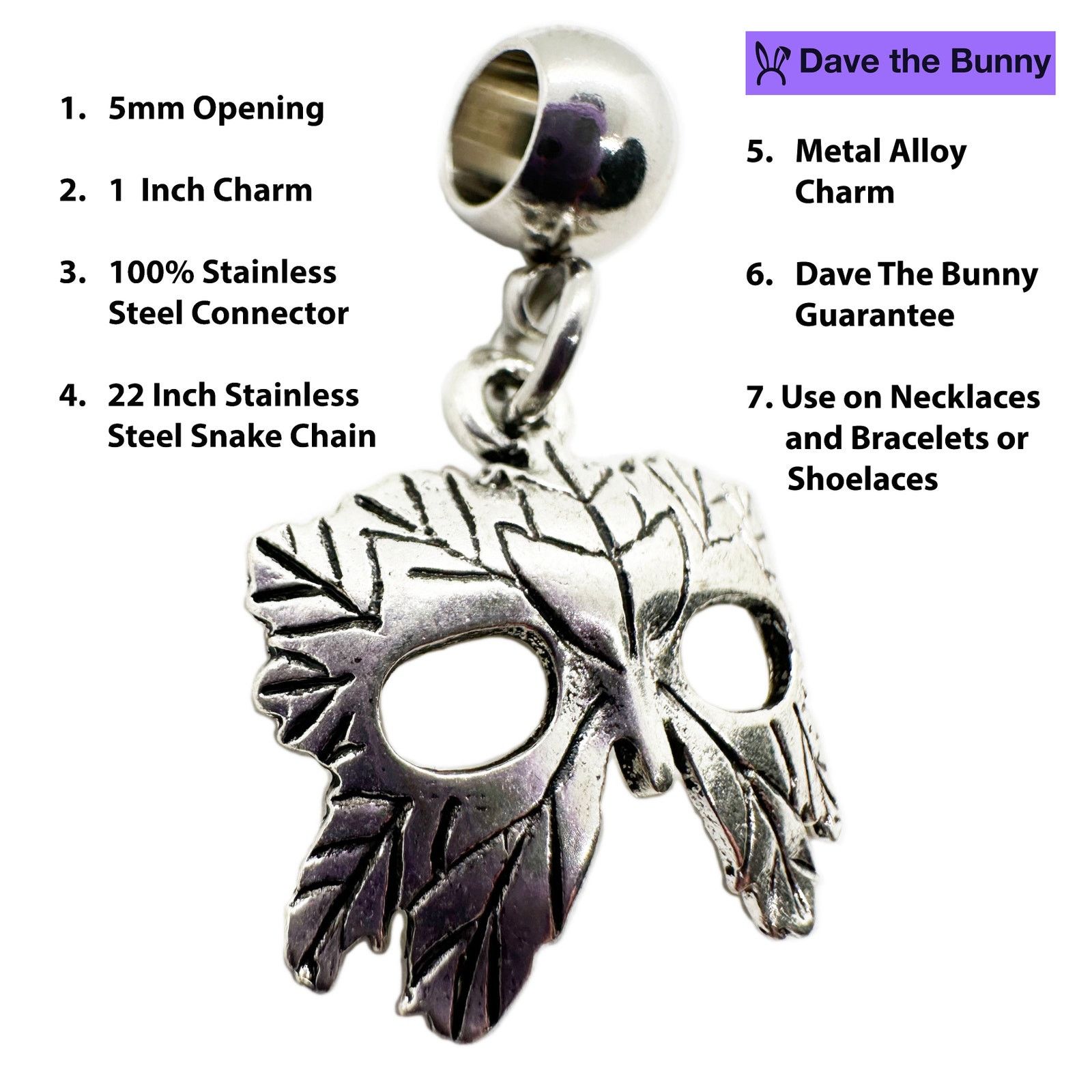 & Other Stories Mask Necklace - Stainless Steel Chain Size ONE SIZE - 2 Thumbnail