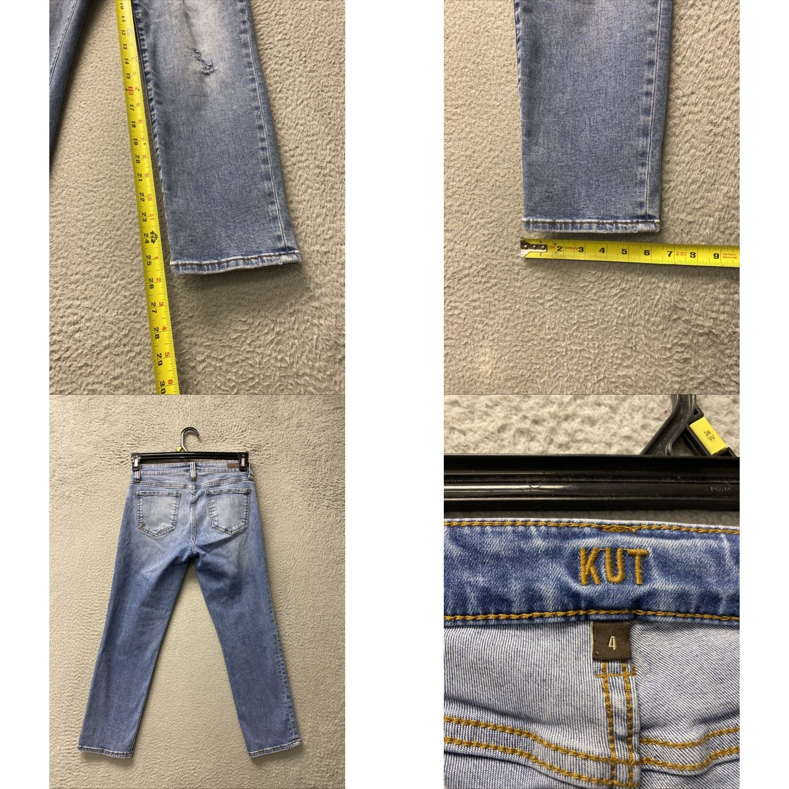 Vintage KUT from the Kloth Jeans Women’s Size 4 Slim Distressed Denim Blue 26 Inseam Button Zip Pockets Cotton Spandex Skinny/Stretch Size 30" / US 8 / IT 44 - 8 Thumbnail