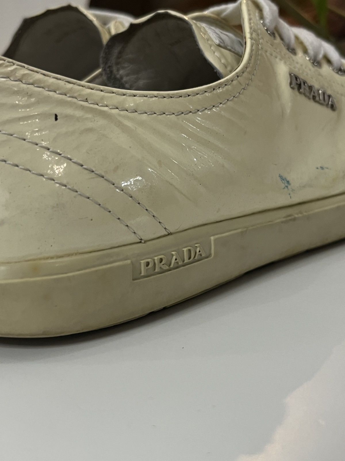 Prada 🔥00's Prada Americas Cup Painted Thrashed Vintage Sneakers Size US 6.5 / EU 39-40 - 9 Thumbnail