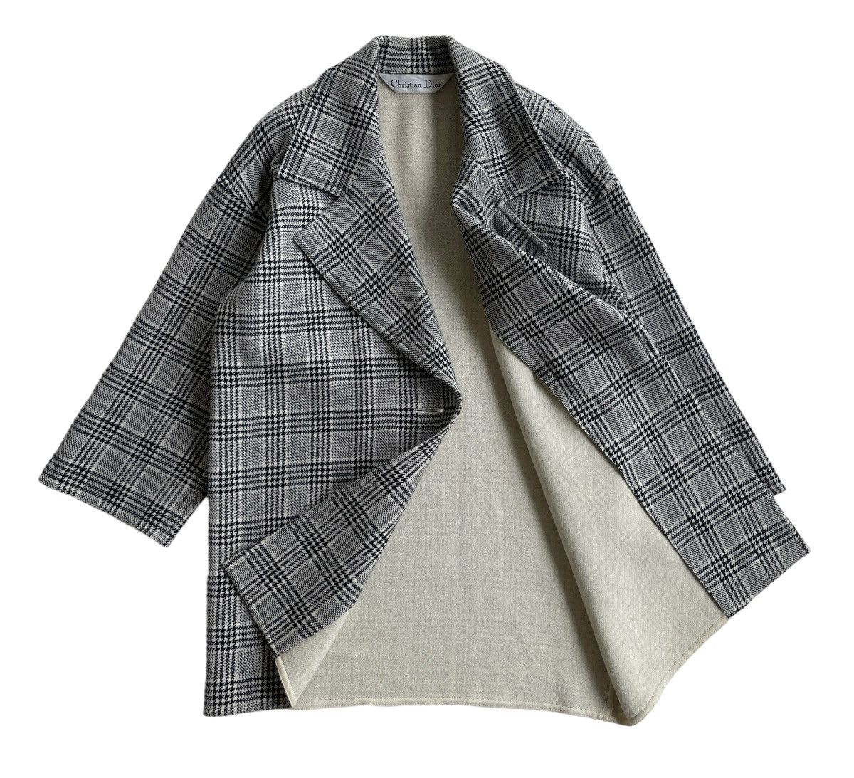 Christian Dior Monsieur Houndstooth Wool Checked Oversize Jacket Size M / US 6-8 / IT 42-44 - 4 Thumbnail