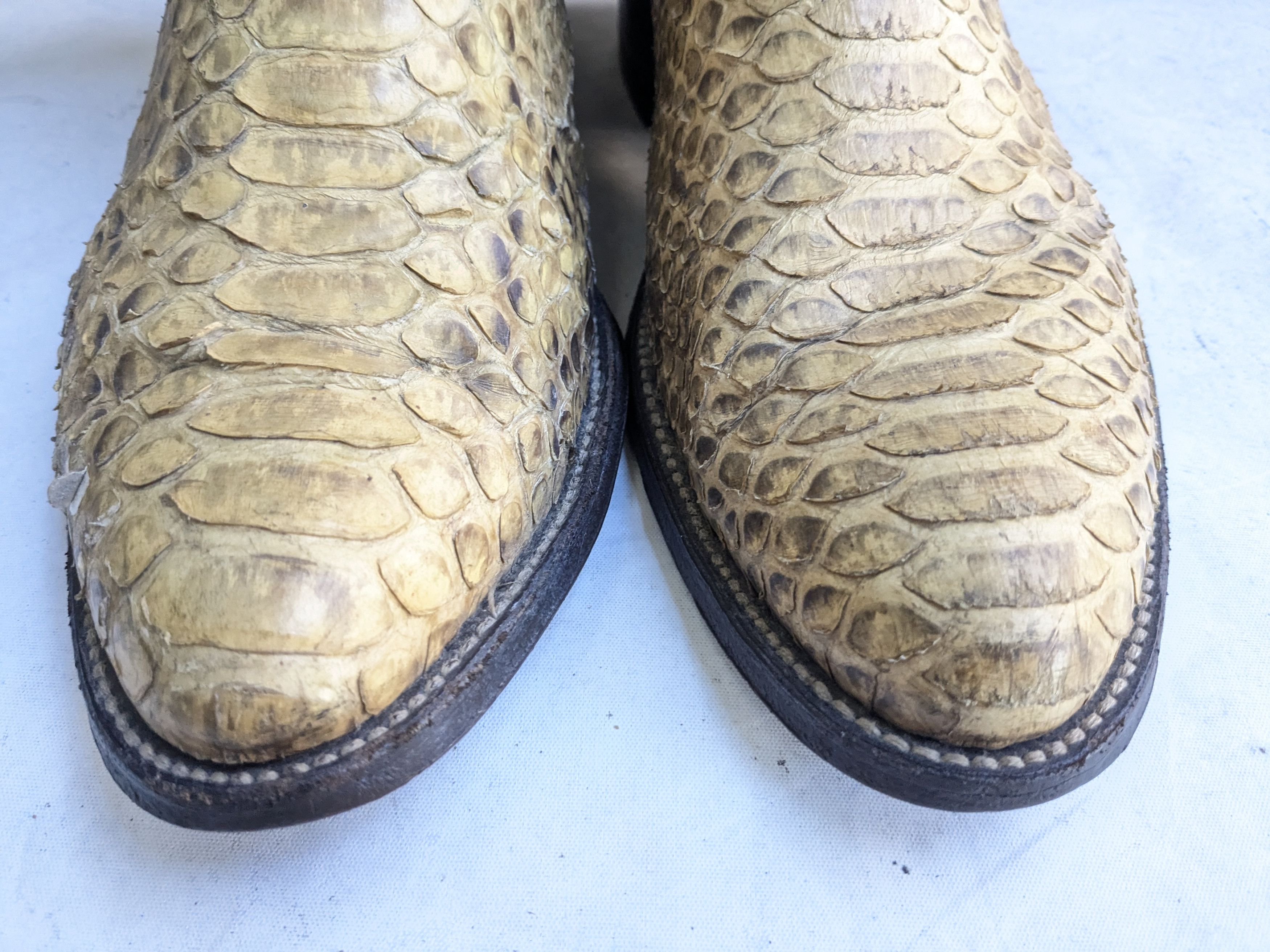 Vintage Renegade Cowboy Boots Python Brown Leather Botas USA 12 Size US 12 / EU 45 - 2 Thumbnail
