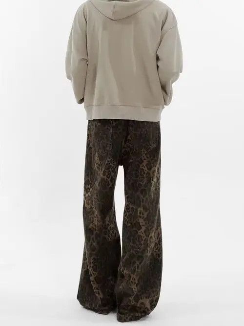 VIBE Vintage High Street Hip Hop Leopard Print Wide Leg Jeans Size US 34 / EU 50 - 2 Thumbnail