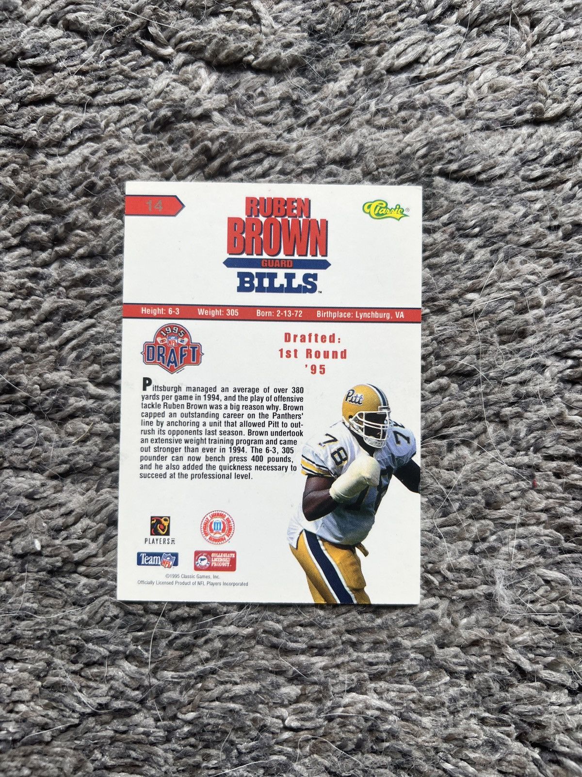 NFL 1995 Classic #14 Ruben Brown Card Size ONE SIZE - 2 Thumbnail