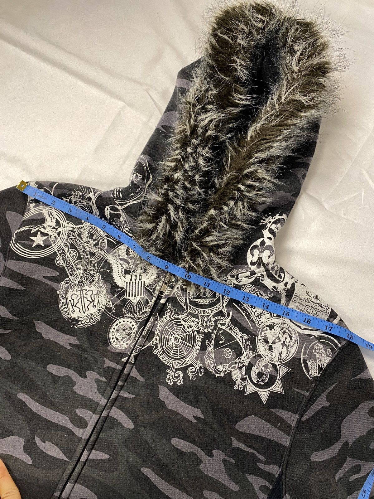 If Six Was Nine Rare 🔥 Splendid Satisfaction Camo Zip Fur Hoodie Punk Style Size US L / EU 52-54 / 3 - 15 Thumbnail
