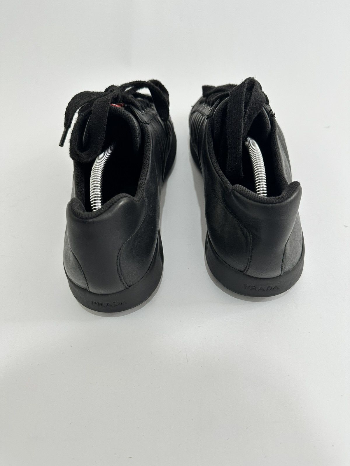 Prada Prada Black Leather Low Top Sneakers Size Size US 11 / EU 44 - 3 Thumbnail