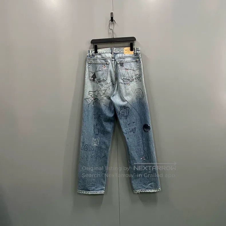 Balenciaga Balenciaga size S Graffiti print ripped denim pants Size US 27 - 2 Thumbnail