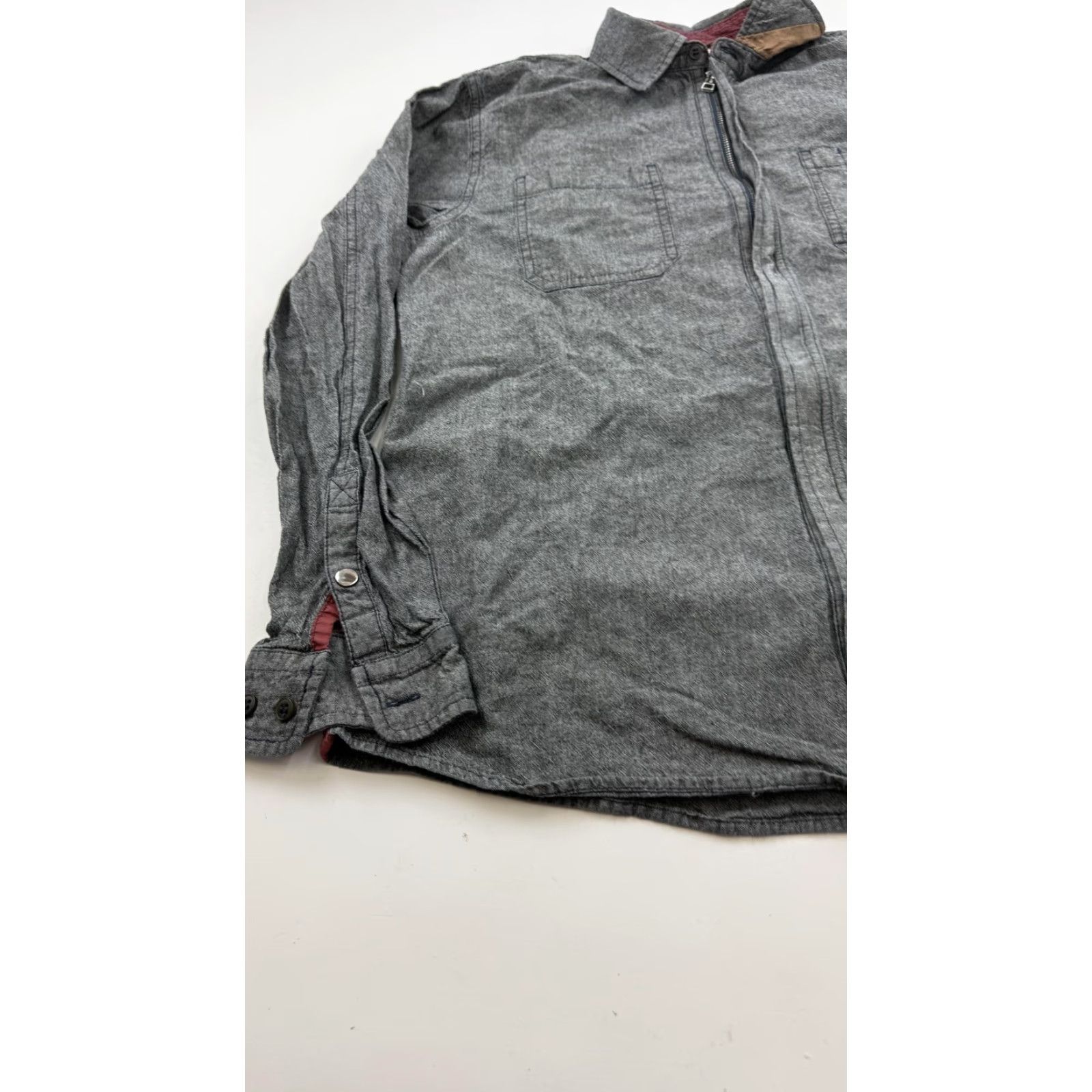 Carbon2Cobalt carbon2cobalt Shirt Mens Medium Gray Long Sleeve Zip Front Cotton Chambray Size US M / EU 48-50 / 2 - 3 Thumbnail