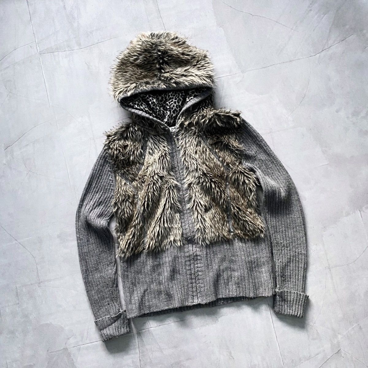 Pre-owned Hysteric Glamour X If Six Was Nine Vintage Lgb If Six Was Nine Style Faux Fur Zip Hoodie Jacket In Grey