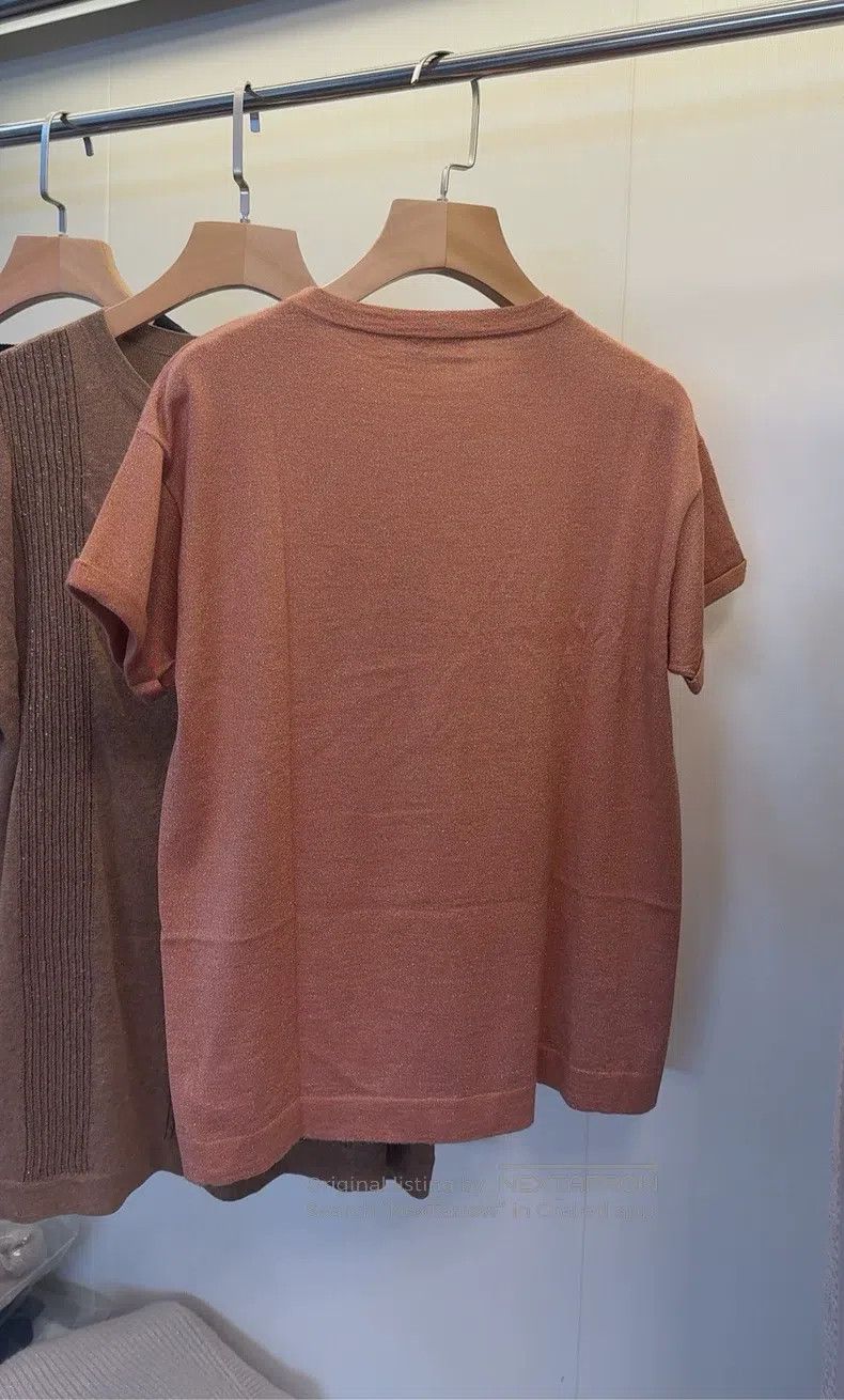 Brunello Cucinelli Brunello Cucinelli Shiny Cashmere Silk T-Shirt Size S / US 4 / IT 40 - 2 Thumbnail