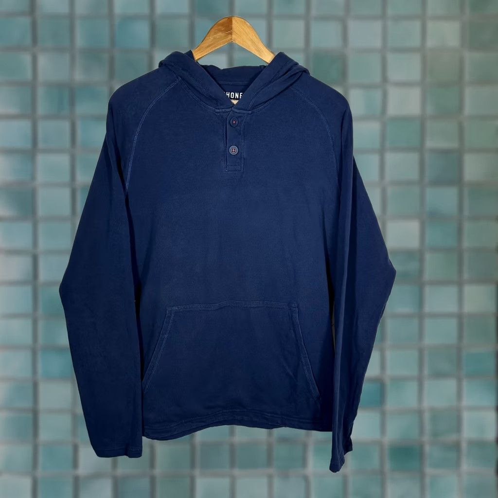 Rhone Rhone Henley Hoodie Mens Navy Blue Pullover Medium Sweatshirt Athleisure Shirt Hooded Regular Sleeve Long Button Embroidered Logo Kangaroo Pocket Size US M / EU 48-50 / 2 - 1 Thumbnail