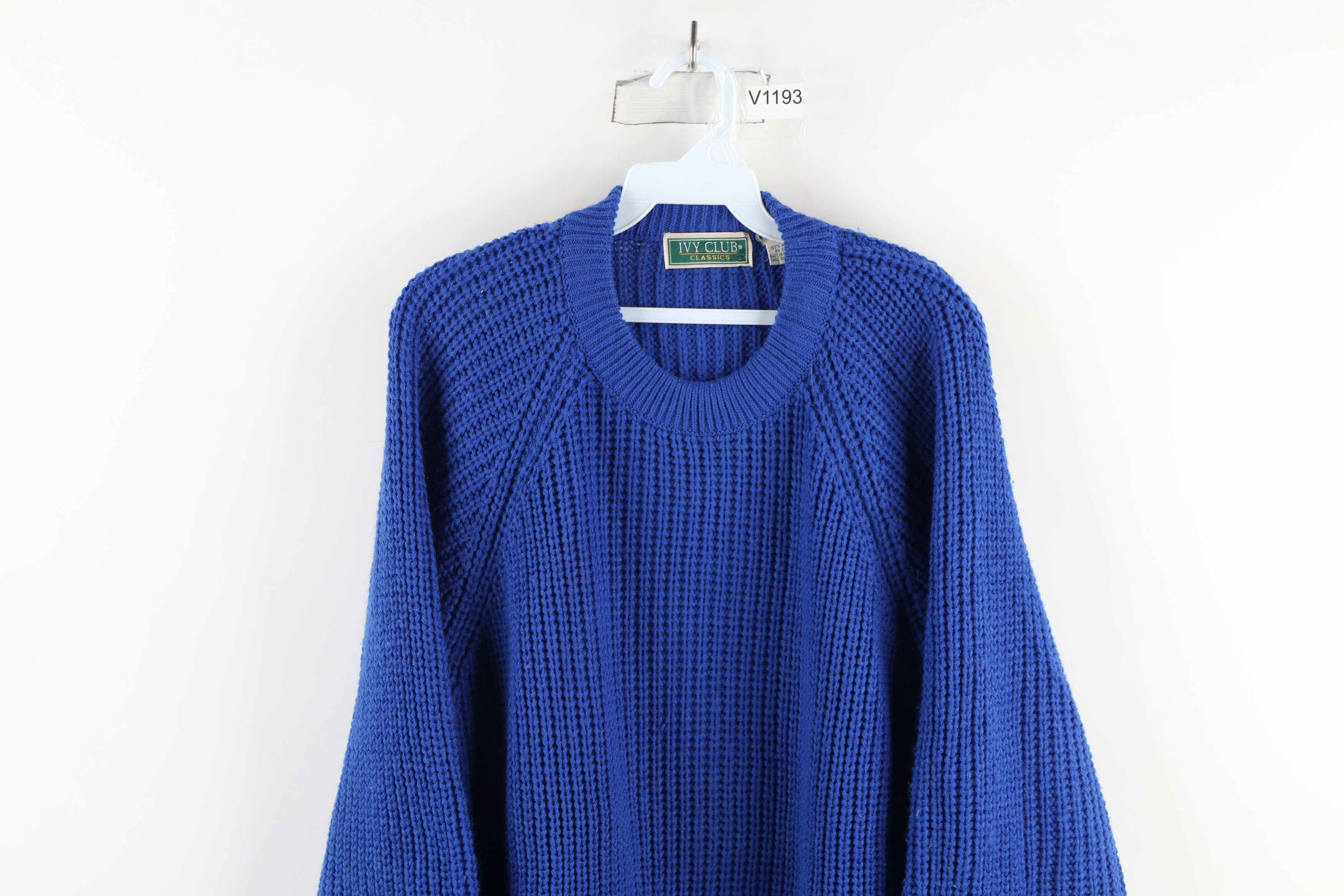 Vintage Vintage 90s Streetwear Chunky Ribbed Knit Sweater Royal Blue Size US XXL / EU 58 / 5 - 2 Thumbnail