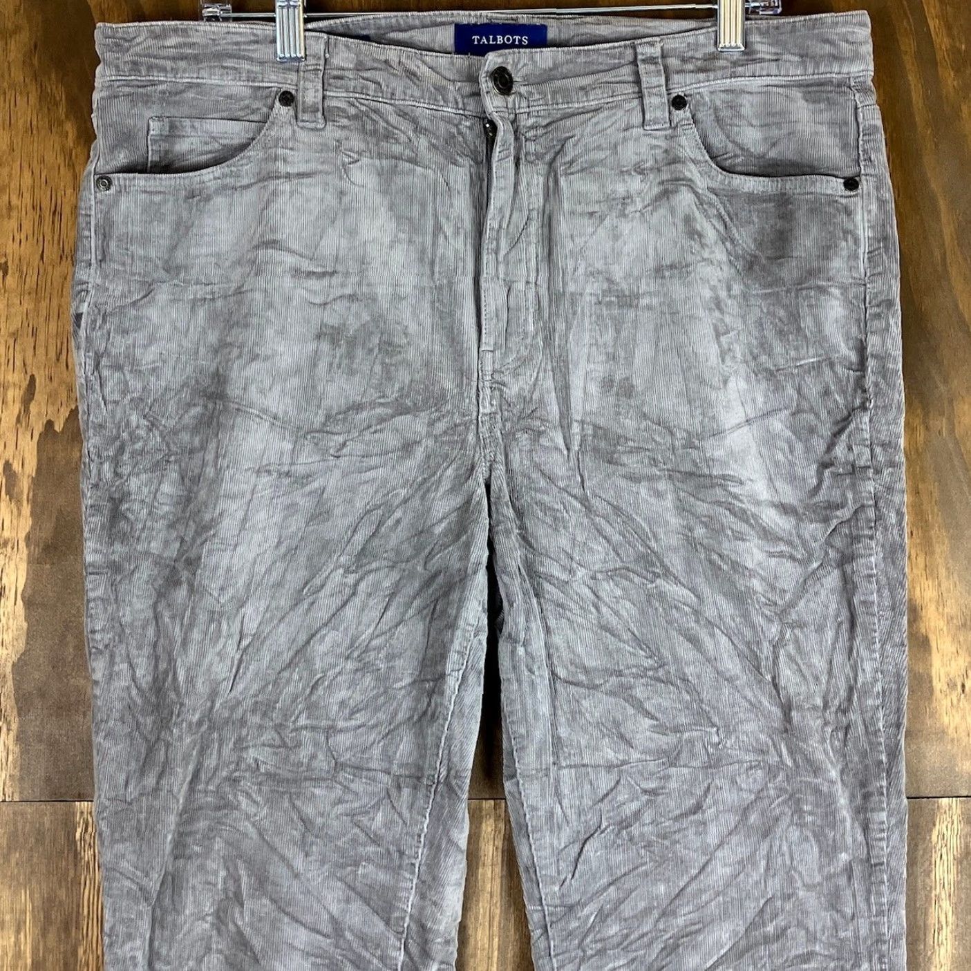 Talbots VINTAGE Talbots Womens Jeans Gray Corduroy Petite High Waist Straight Leg Stretch 14P Size 25" / US 0 / IT 36 - 2 Thumbnail