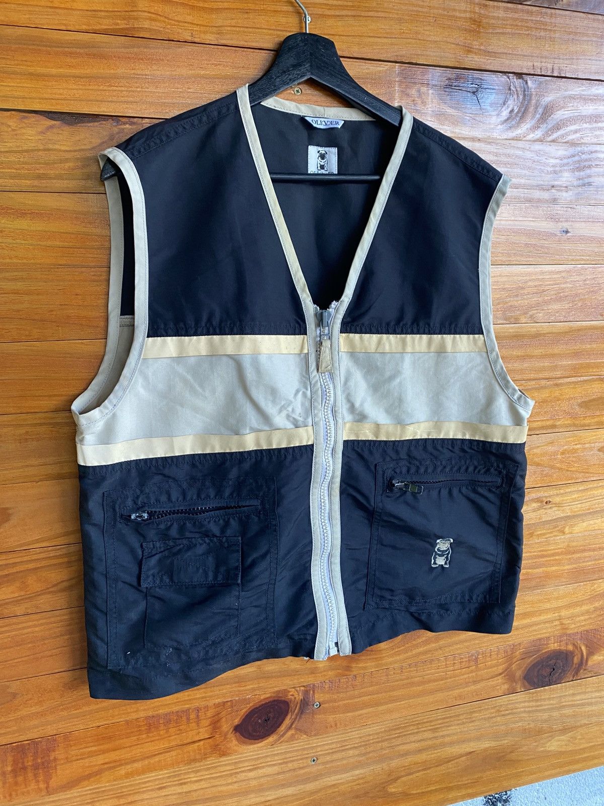s.Oliver Vintage Oliver Two-Tone Utility Vest Black Beige – Unisex Size US M / EU 48-50 / 2 - 5 Thumbnail