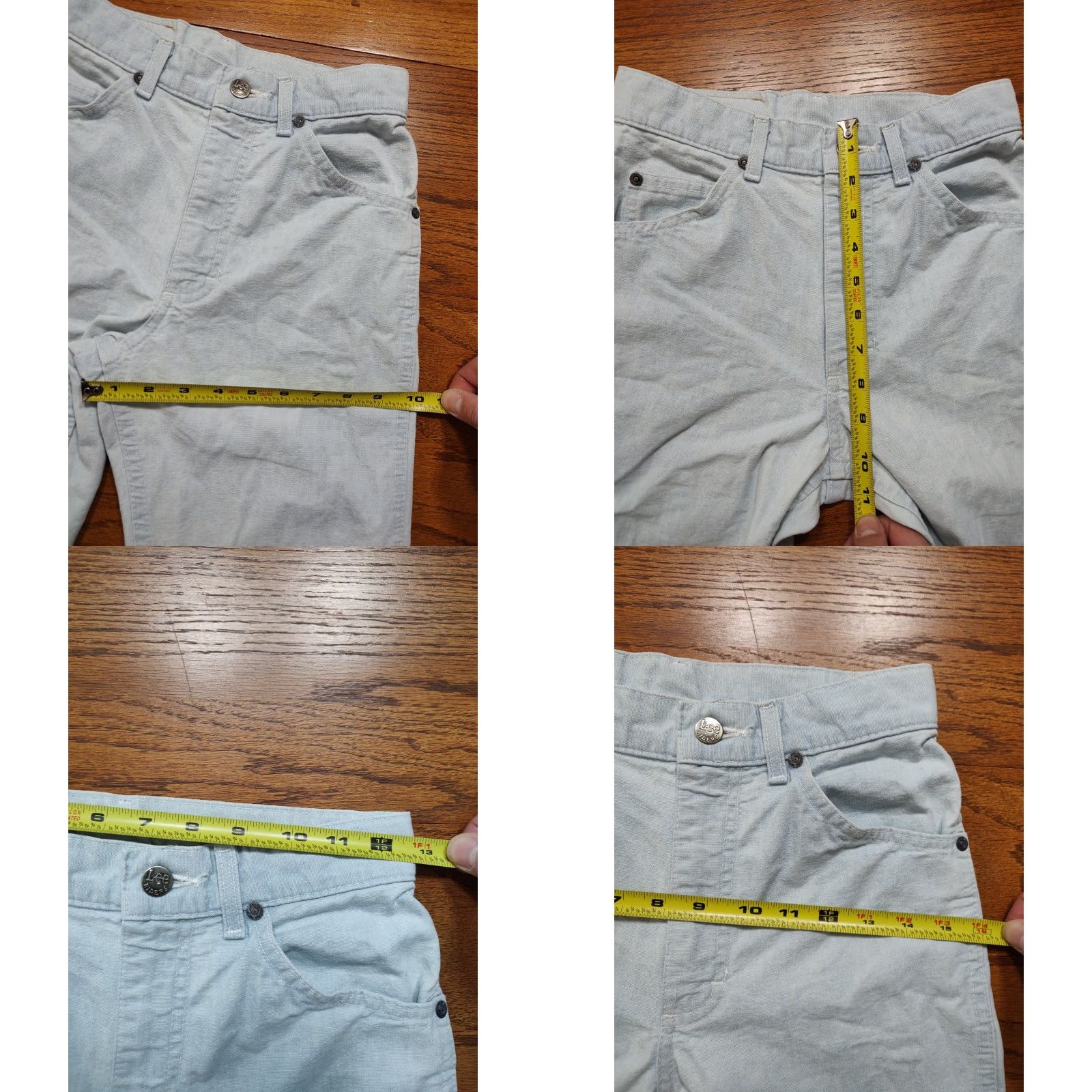 Lee VINTAGE Lee Jeans Womens 25 x 32 Inseam Light Blue Denim 5-Pocket Western 80s 90s USA Mens Women Girls Size 42" / US 20 - 8 Thumbnail