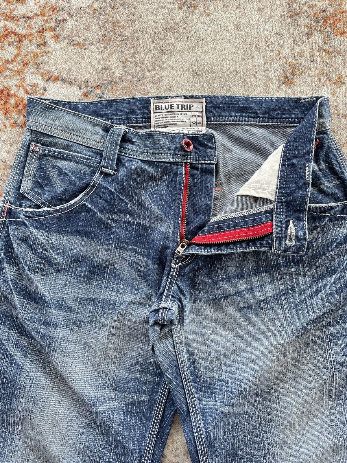 Edwin Edwin 503 Blue Trip Buckle Back Short Jeans Size US 33 - 3 Thumbnail