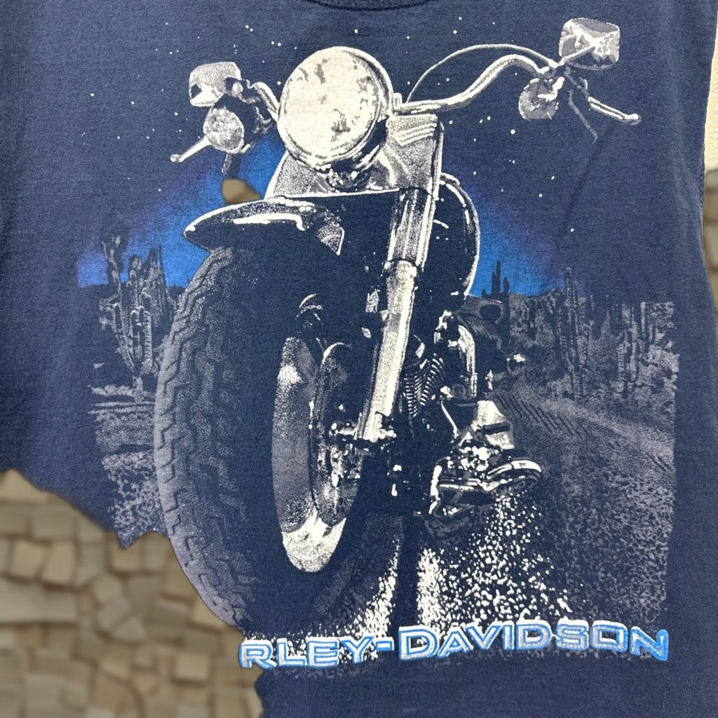 Harley Davidson VINTAGE Harley-Davidson Graphic Tank Top Blue Large 90s Biker Mens Size US L / EU 52-54 / 3 - 1 Thumbnail