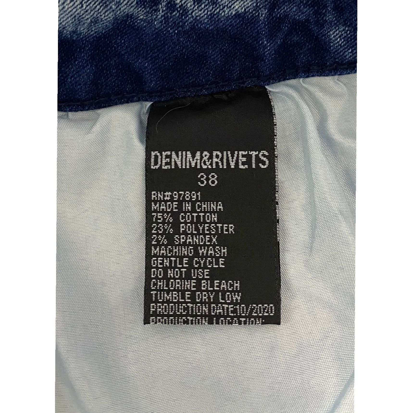 Denime DENIM & RIVETS Premium Moto Jeans Men's 38 Acid Wash Stretch Whiskers Blue Distressed Pockets Zipper Studded Quilted Size US 38 / EU 54 - 5 Thumbnail