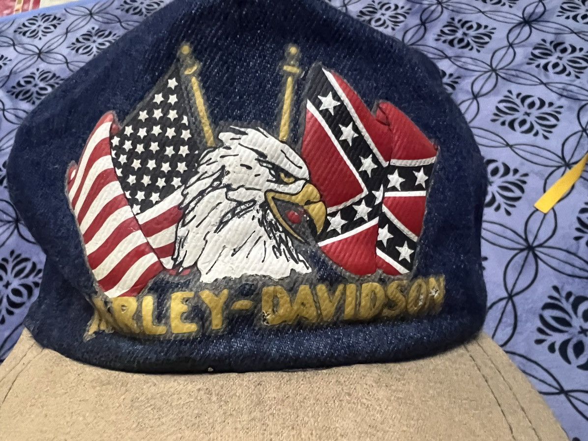 Harley Davidson × Vintage Harley Davidson. - CRAZY vintage Y2K denim Rebel cap/hat Size ONE SIZE - 1 Thumbnail
