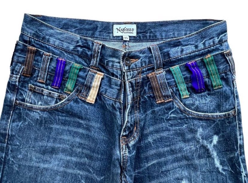 Japanese Brand Nylaus Double Waist Distressed Denim Jeans 34x30 Size US 34 / EU 50 - 8 Thumbnail