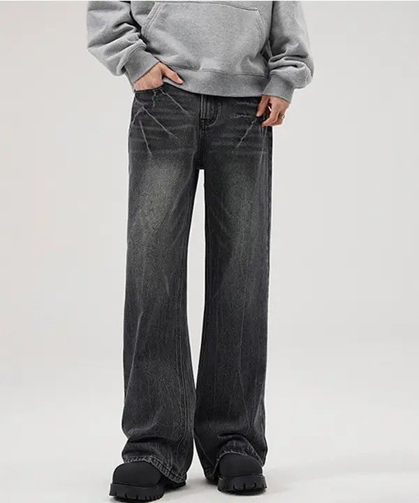 Japanese Brand Lightning Pattern Black Vintage Loose Bootcut Jeans Size US 32 / EU 48 - 1 Thumbnail