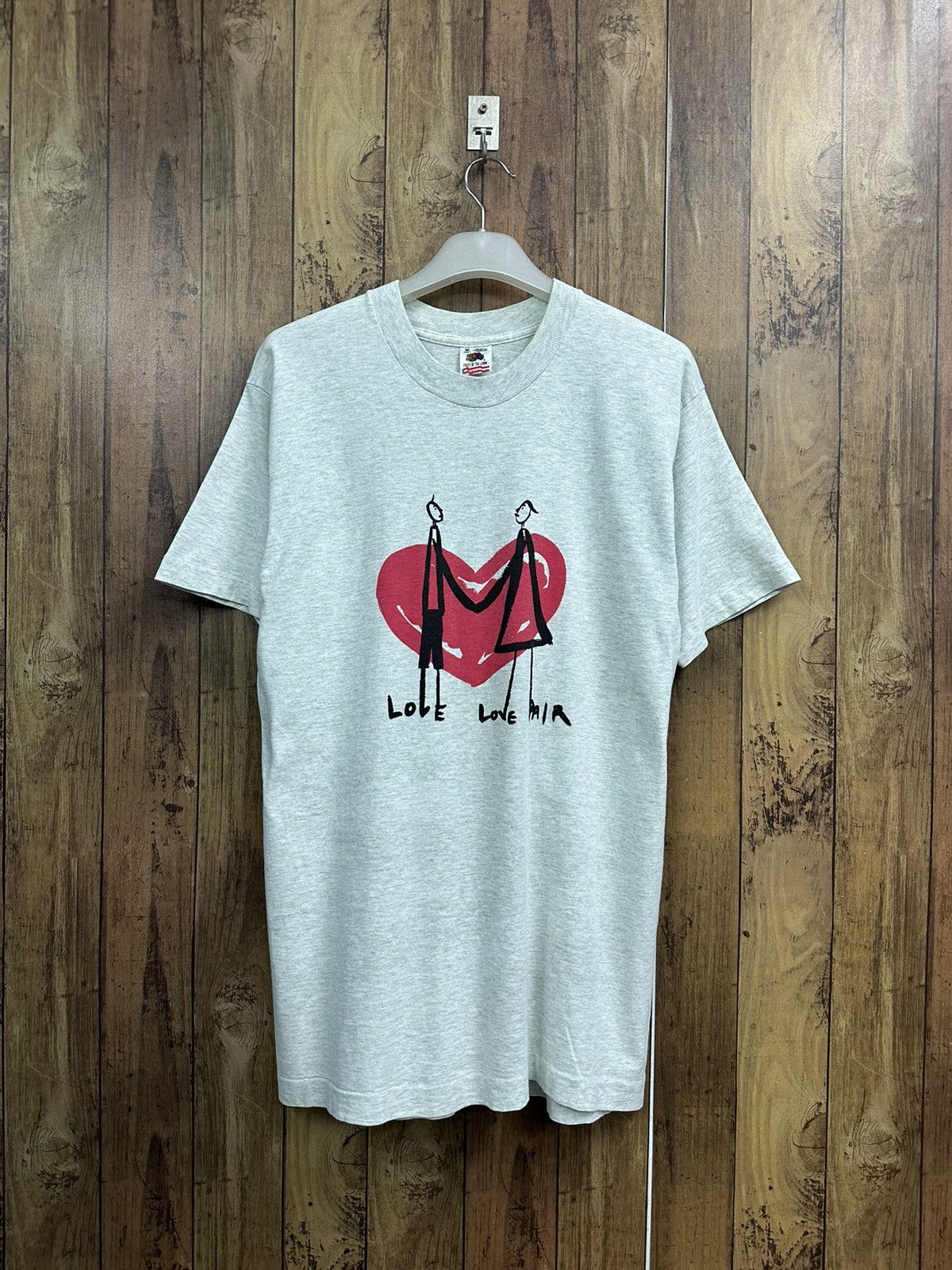 Fruit Of The Loom Vintage FOTL 80s Love Love Pair Tshirt A496 Size US M / EU 48-50 / 2 - 1 Thumbnail