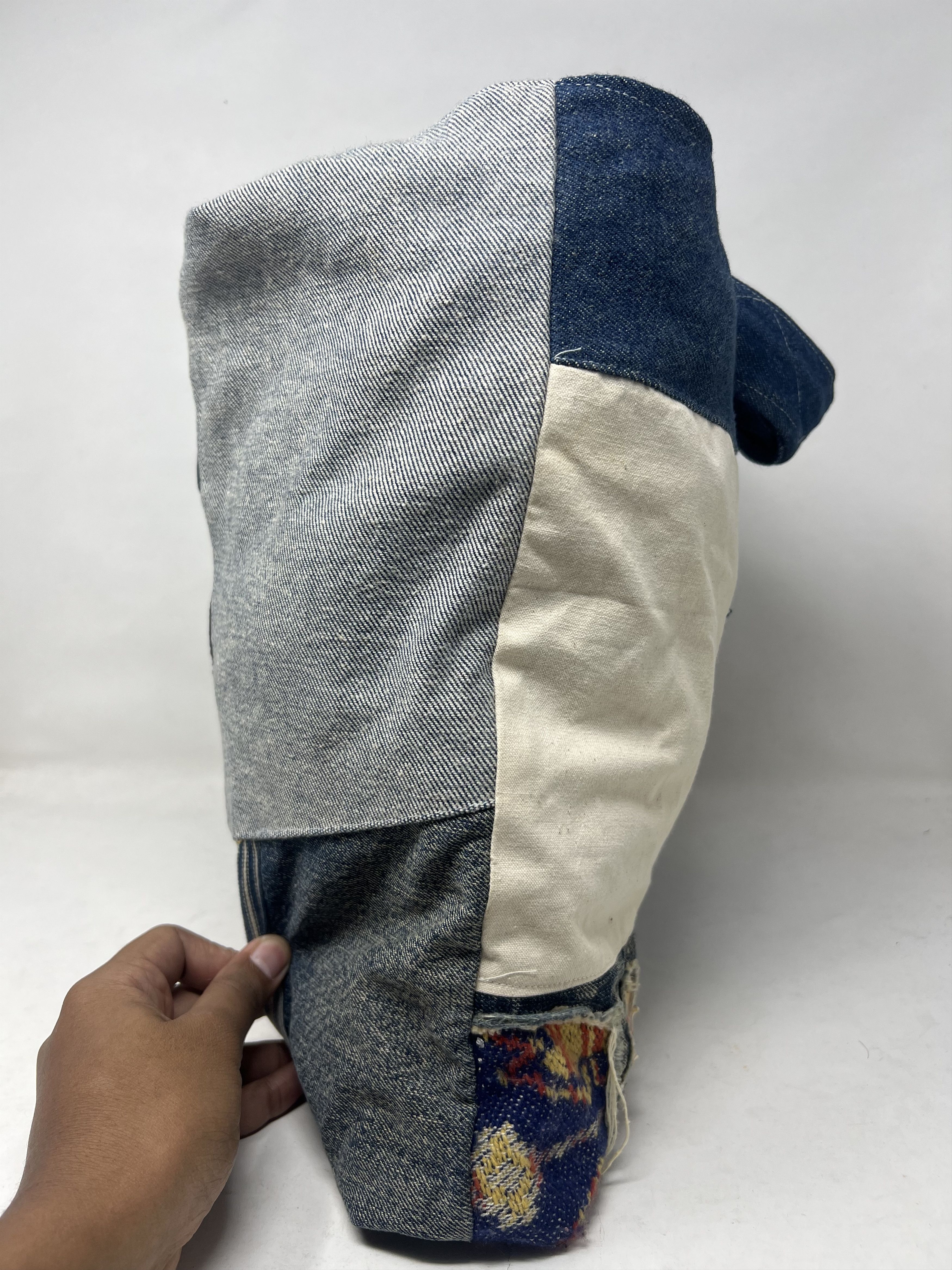 20471120 Patchwork Sashiko Archive Custom Denim Tote Bag Size ONE SIZE - 4 Thumbnail