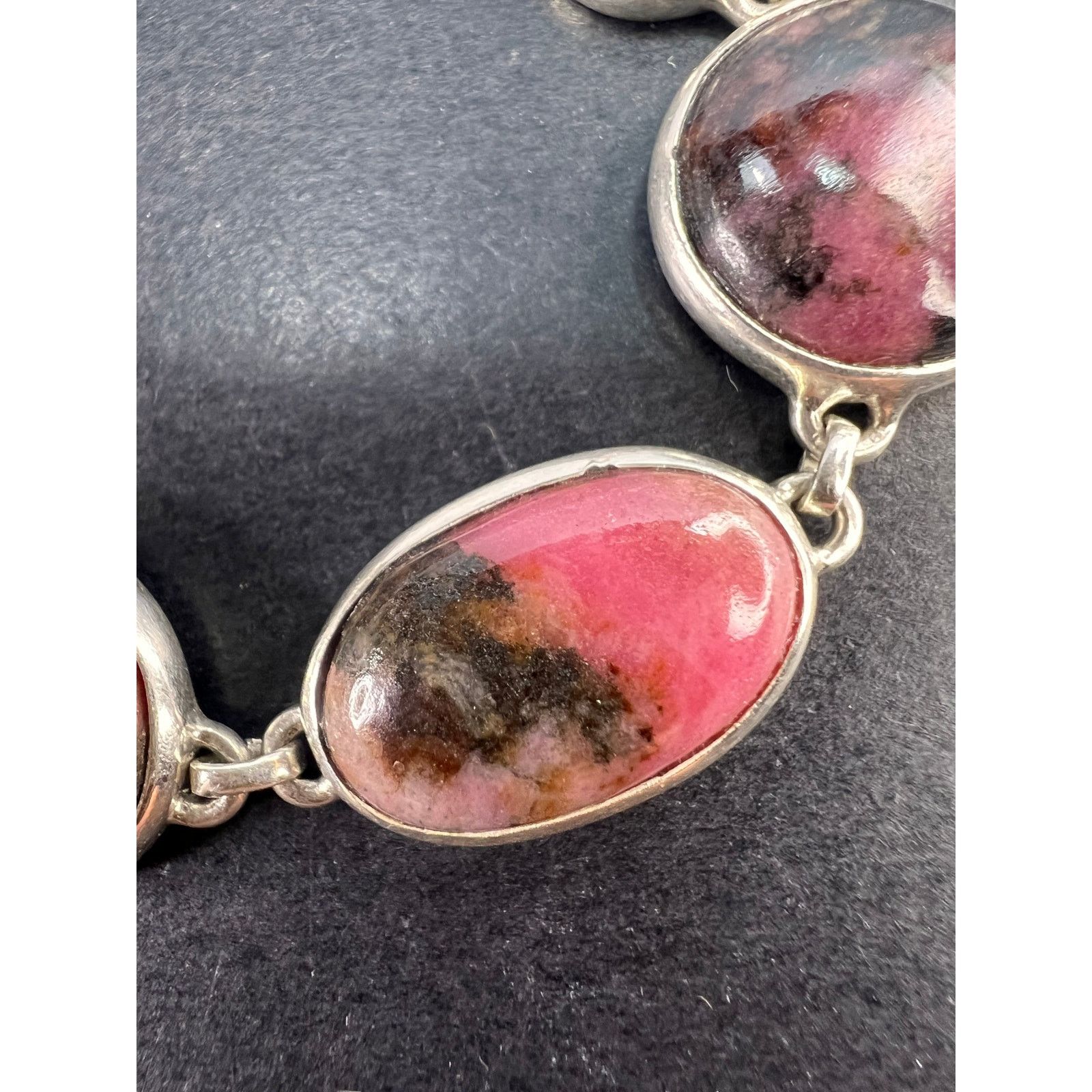 Other New Rhodonite free form sterling silver link bracelet Size ONE SIZE - 2 Thumbnail
