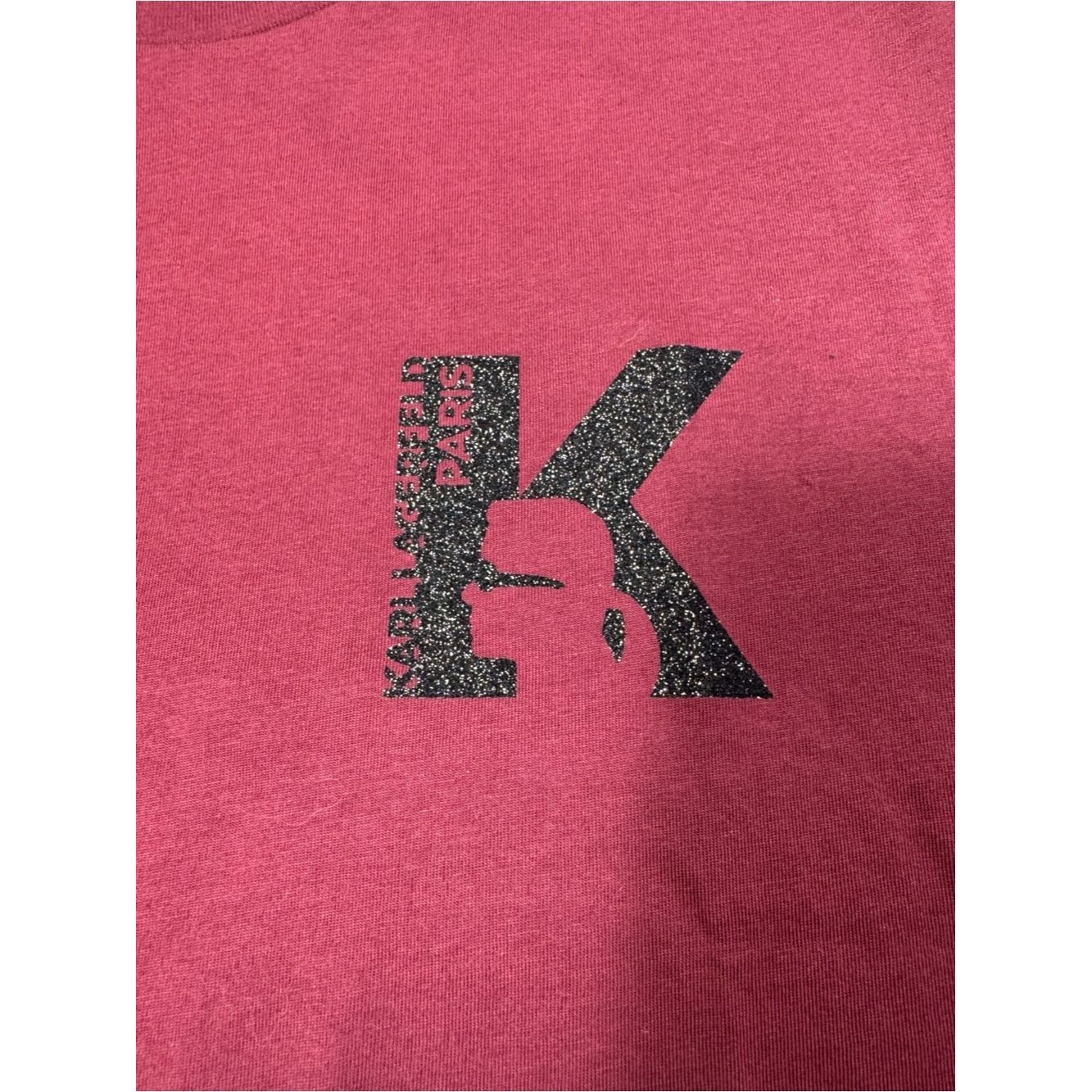 Karl Lagerfeld NWT New KARL LAGERFELD PARIS Shiny K Logo T-Shirt In Wine S Size US L / EU 52-54 / 3 - 9 Thumbnail
