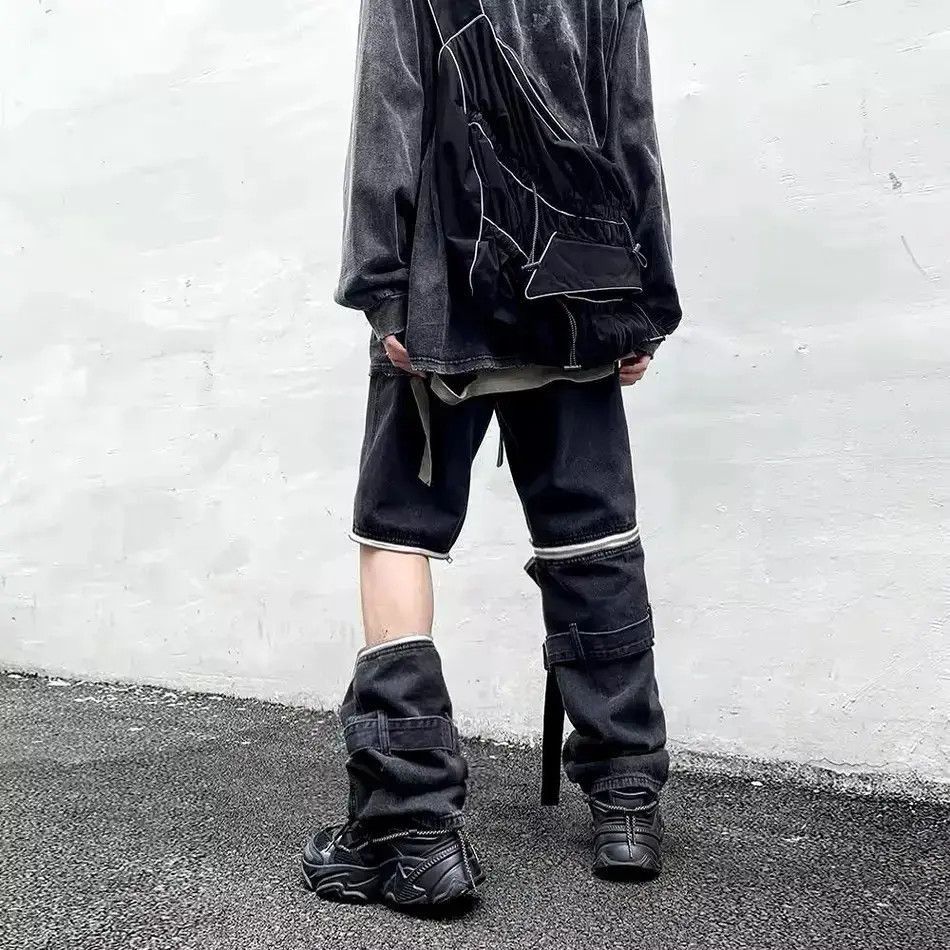 Japanese Brand Retro Detachable Zipper Wide Leg Design Cargo Pants Size US 30 / EU 46 - 4 Thumbnail