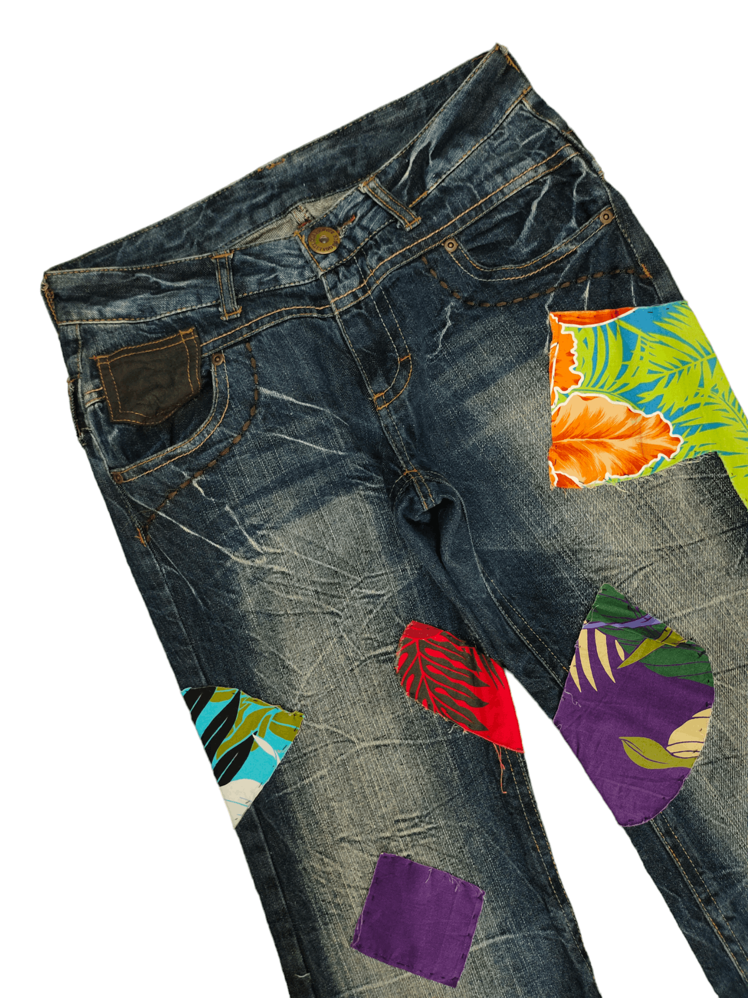 If Six Was Nine Flare Jeans Japan Patchwork Faded Boot Cut Y2k Lgb Size US 29 - 5 Thumbnail