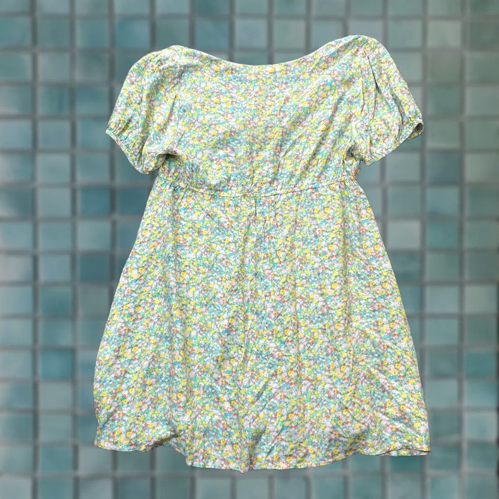 Nordstrom Nordstrom Dress Womens Large Blue BP Mini Maisey Ditsy Floral V Neck Tie Front Size L / US 10 / IT 46 - 1 Thumbnail