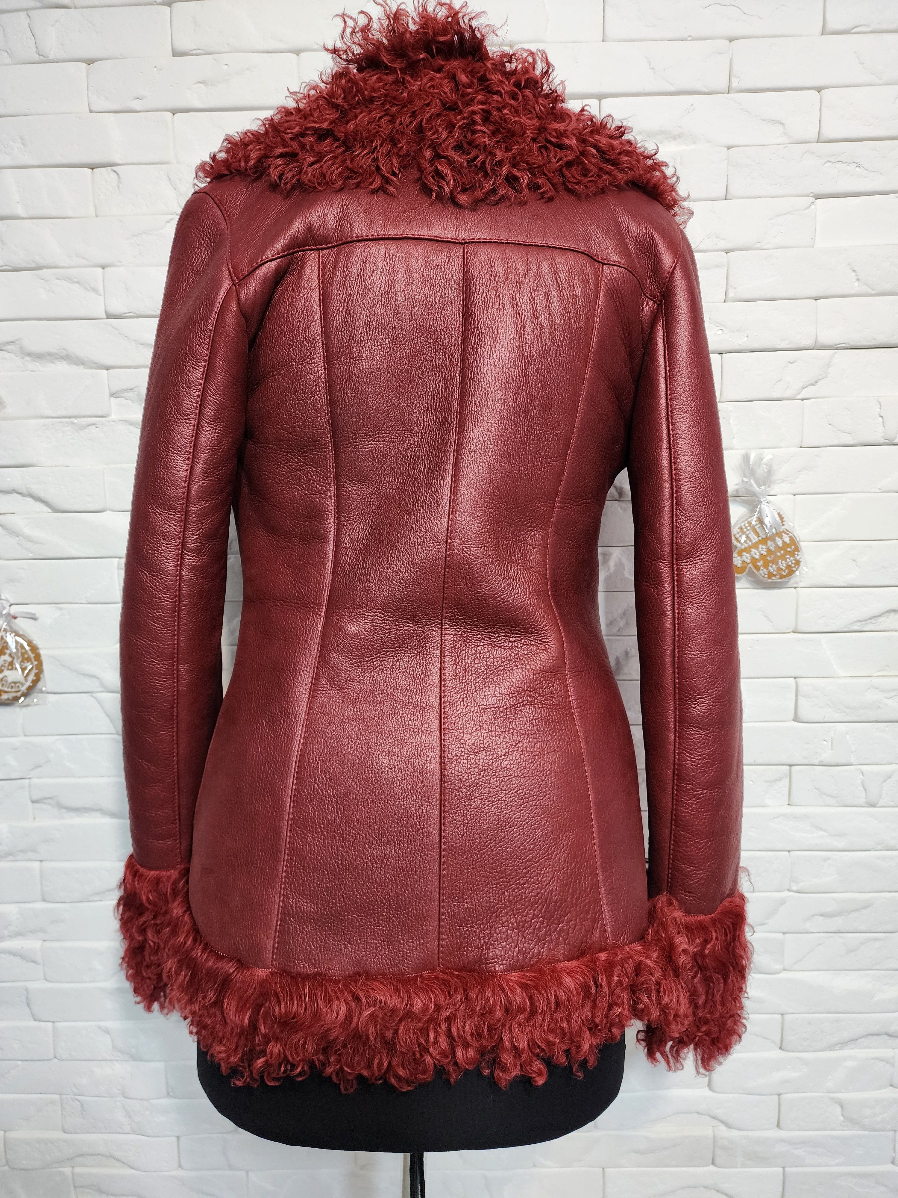 Furla Red Sheepskin Coat: Genuine Fur Winter Jacket Size S / US 4 / IT 40 - 4 Thumbnail