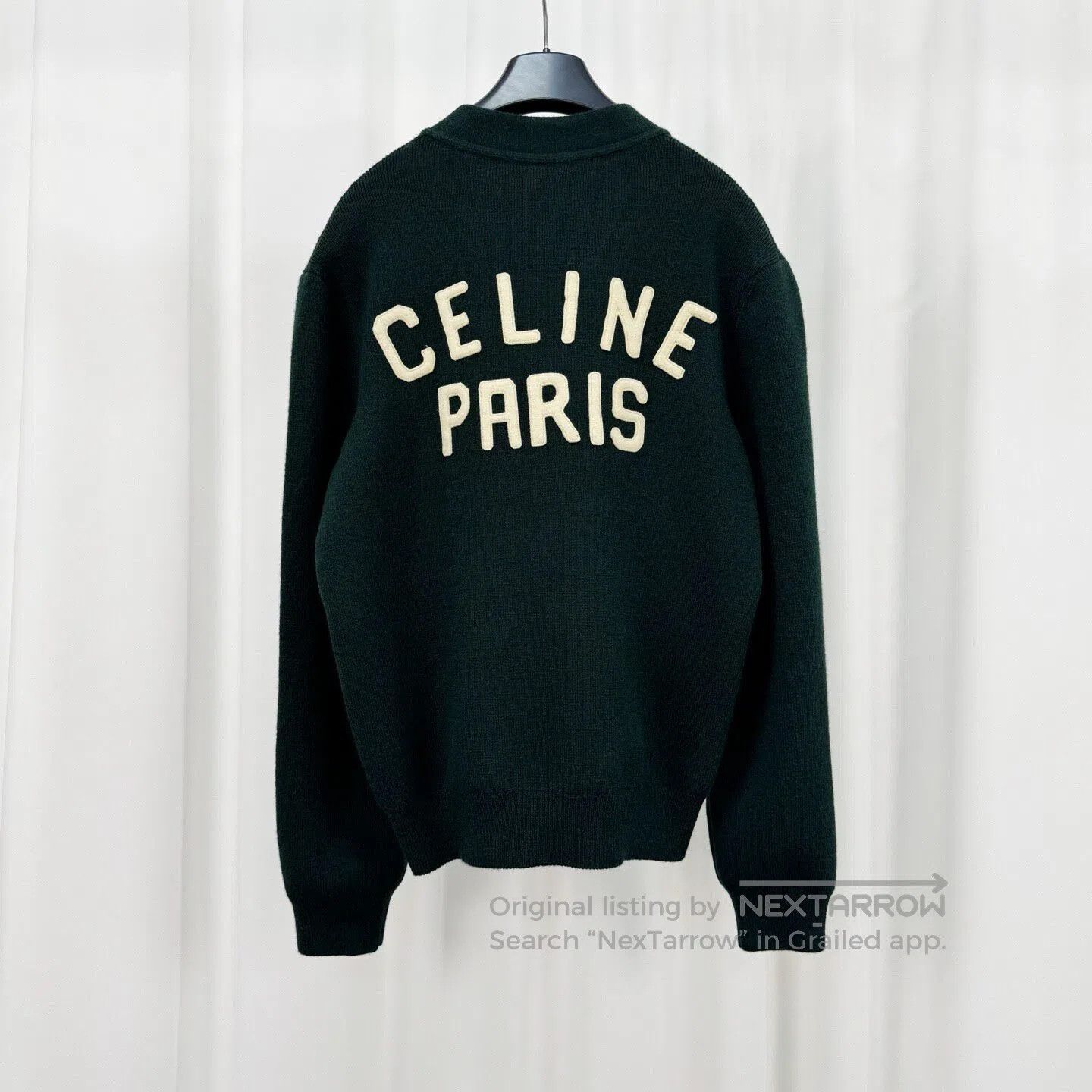 Celine CELINE 25 New Arrival Embroidered Letter Wool Cardigan| Size S / US 4 / IT 40 - 2 Thumbnail