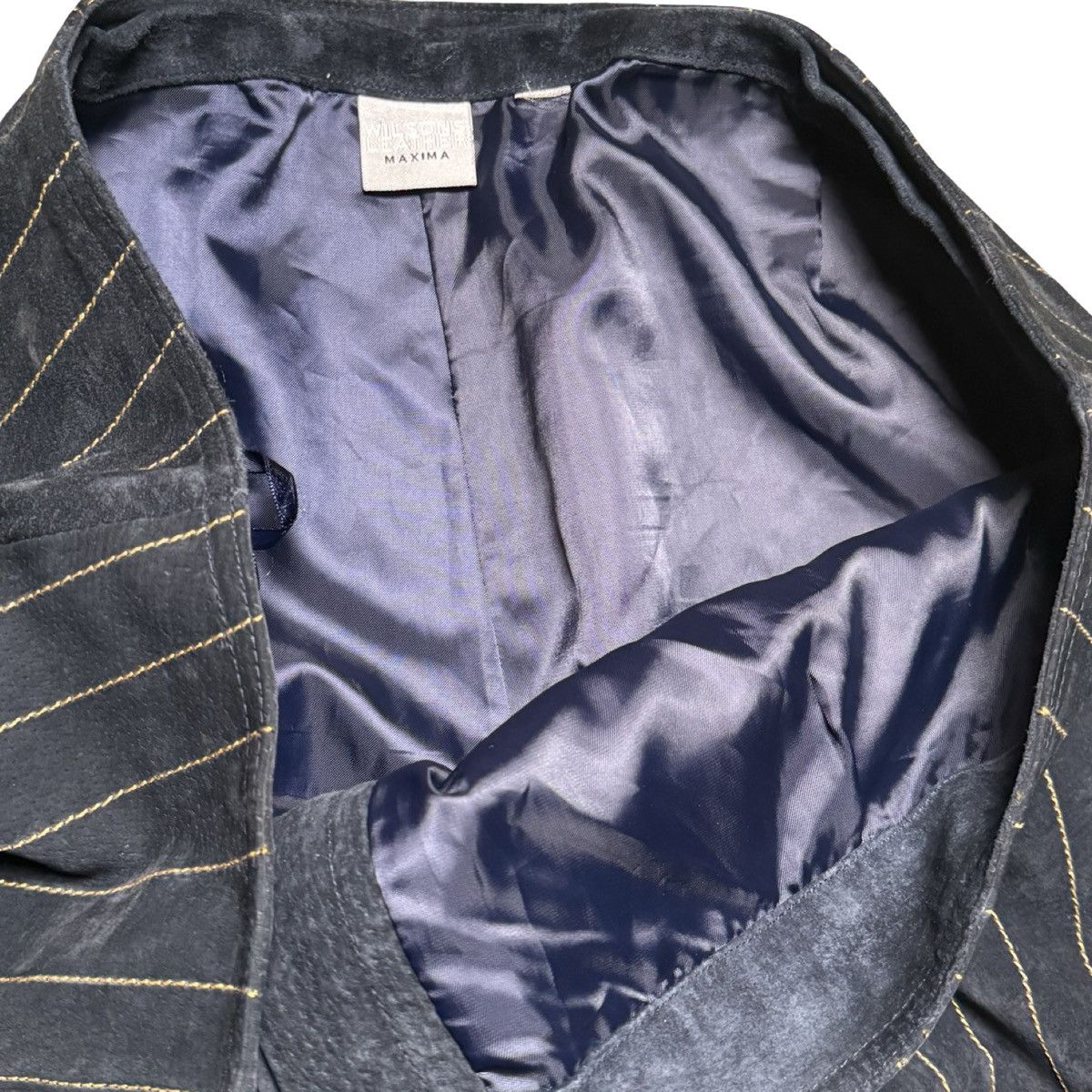 Wilsons Leather Wilsons Leather Maxima Pants 18 Navy Pinstripe Leather Size 39" - 3 Thumbnail