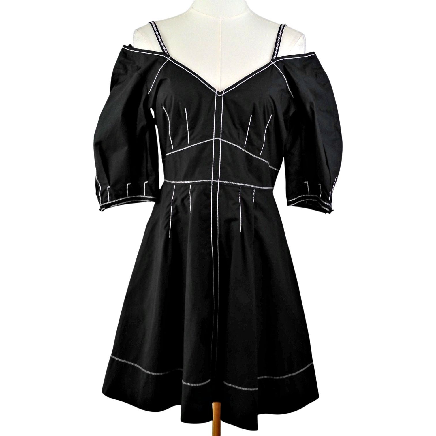 Derek Lam 10 Crosby Derek Lam 10 Crosby Poplin Off Shoulder Fit Flare Mini Dress Size M / US 6-8 / IT 42-44 - 2 Thumbnail