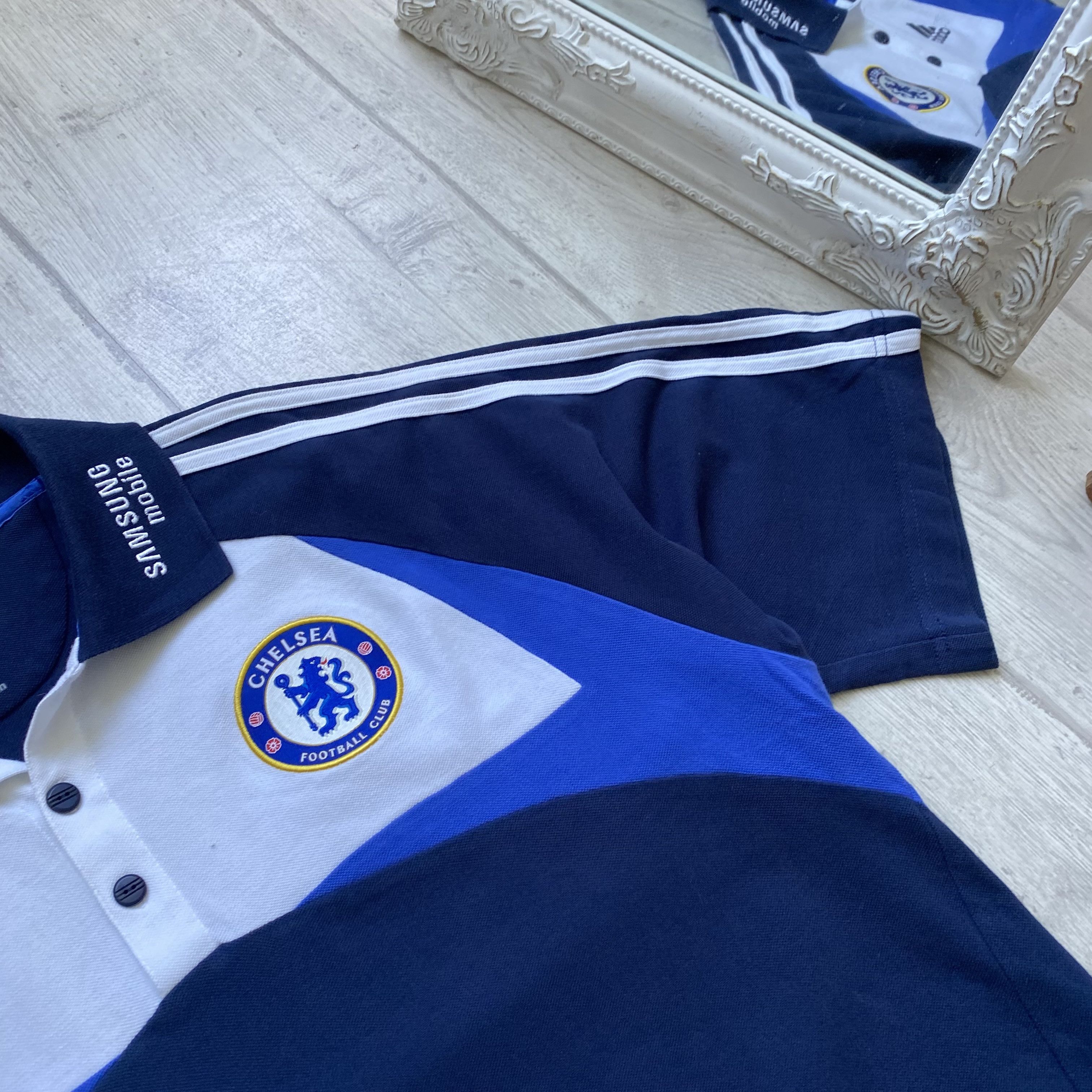 Chelsea Soccer Vintage 00s Adidas Chelsea Polo Football team Soccer Drill Size US L / EU 52-54 / 3 - 6 Thumbnail