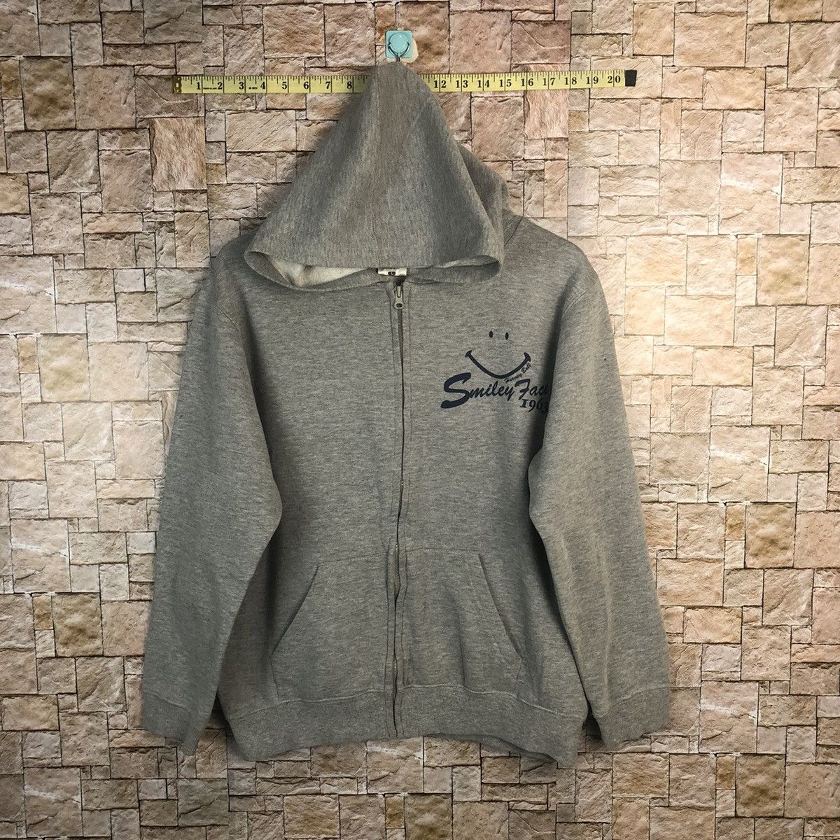 Japanese Brand Harvey Ball Smiley Face like kapital Grey Hoodie sweater#A67 Size US M / EU 48-50 / 2 - 4 Thumbnail