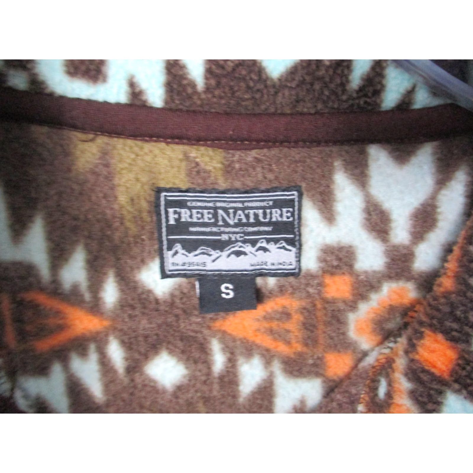 Vintage Free Nature Fleece Pullover Mens Small Brown Aztec Southwest Snap Mock Neck Pullover Geometric Pattern Sweater Men's Brown Aztec Mock Neck Pullover Size US S / EU 44-46 / 1 - 6 Thumbnail