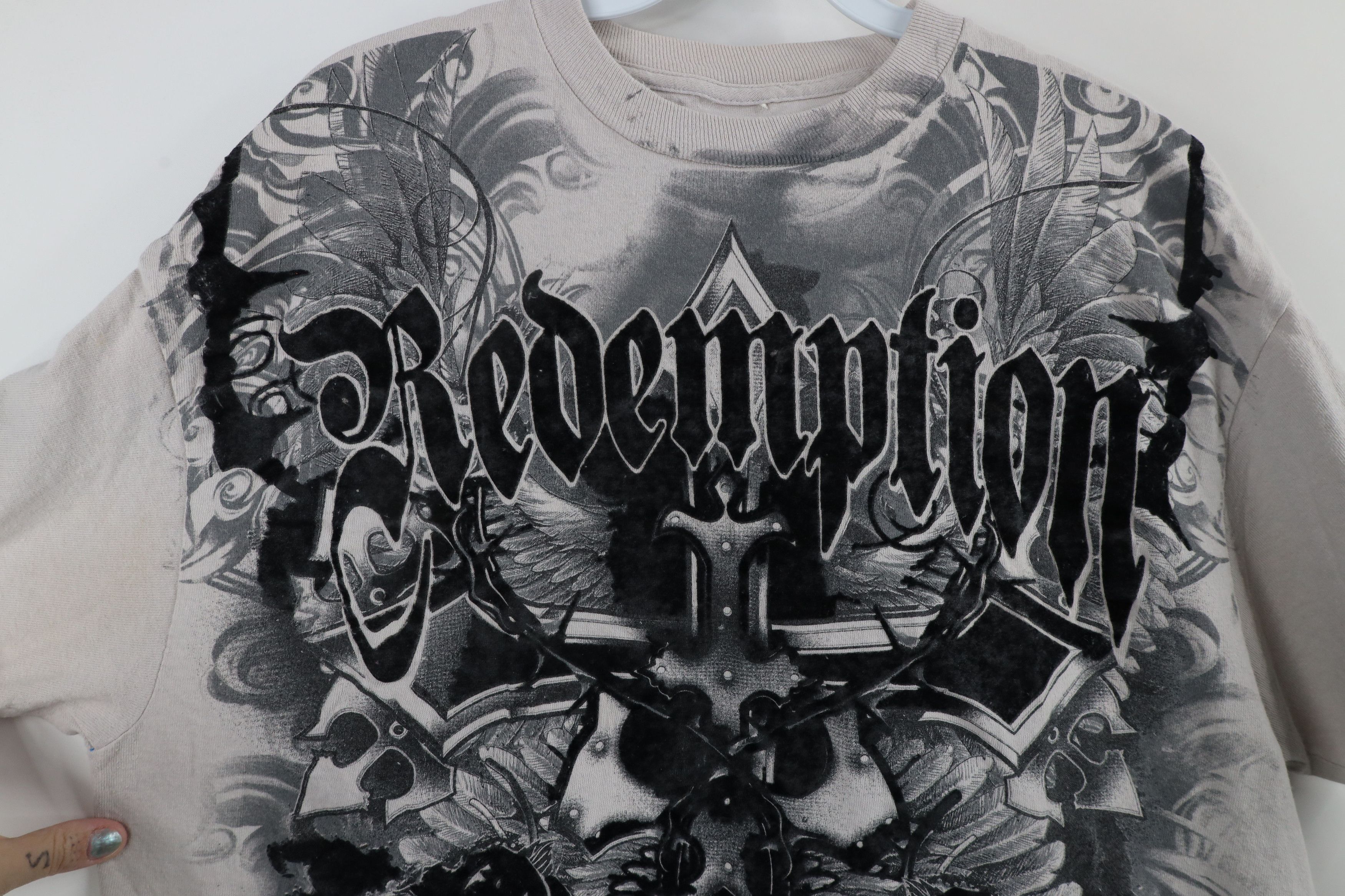 Vintage Vintage Y2K Streetwear Cross Skull Flower UFC MMA T-Shirt Size US XL / EU 56 / 4 - 4 Thumbnail